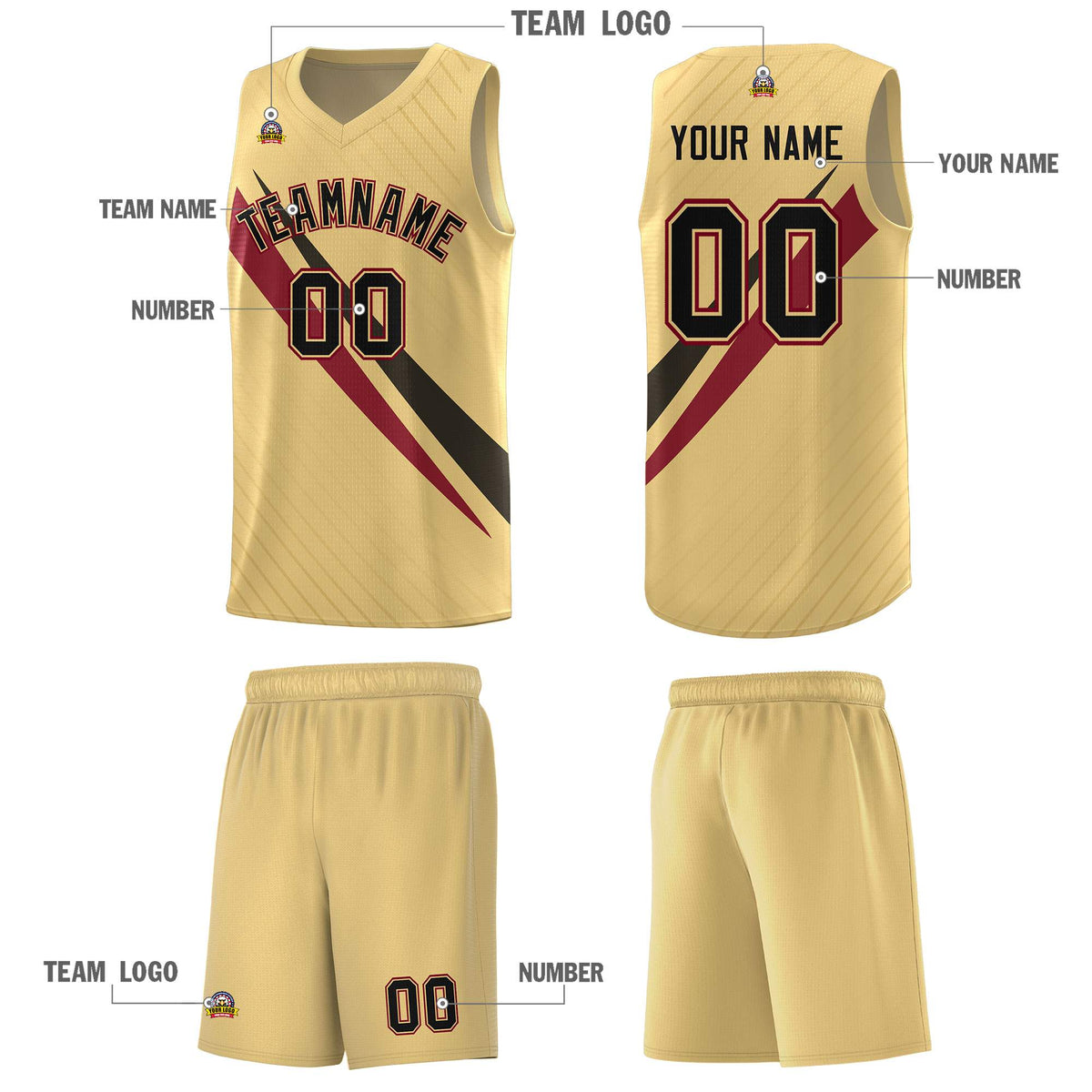 Custom Khaki Diagonal Pinstripe Pattern Color Block Sports Uniform Basketball Jersey|KXKSHOP