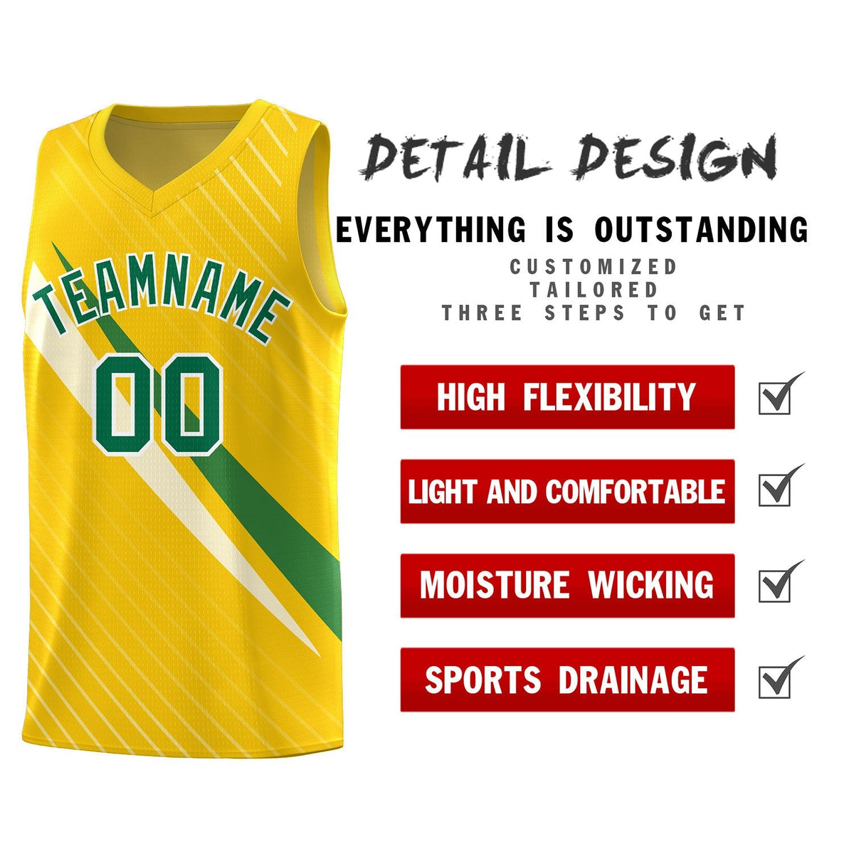 Custom Gold Diagonal Pinstripe Pattern Color Block Sports Uniform Basketball Jersey|KXKSHOP