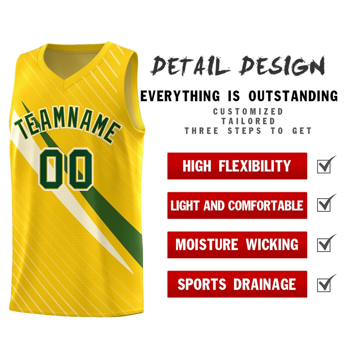 Custom Gold Diagonal Pinstripe Pattern Color Block Sports Uniform Basketball Jersey|KXKSHOP