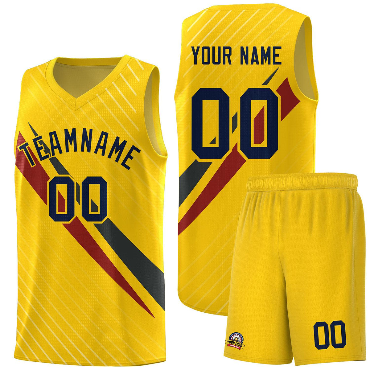 Custom Gold Diagonal Pinstripe Pattern Color Block Sports Uniform Basketball Jersey|KXKSHOP