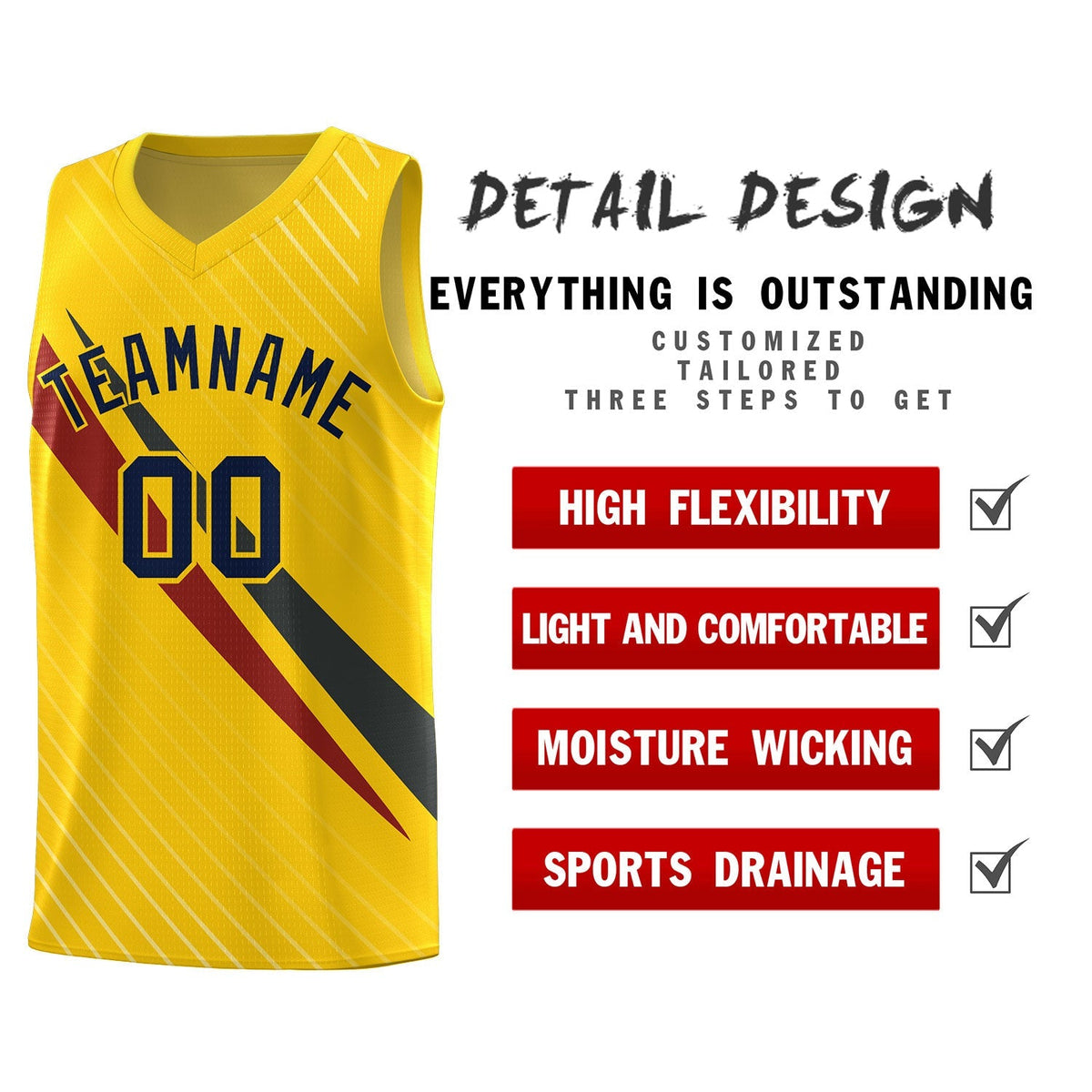 Custom Gold Diagonal Pinstripe Pattern Color Block Sports Uniform Basketball Jersey|KXKSHOP