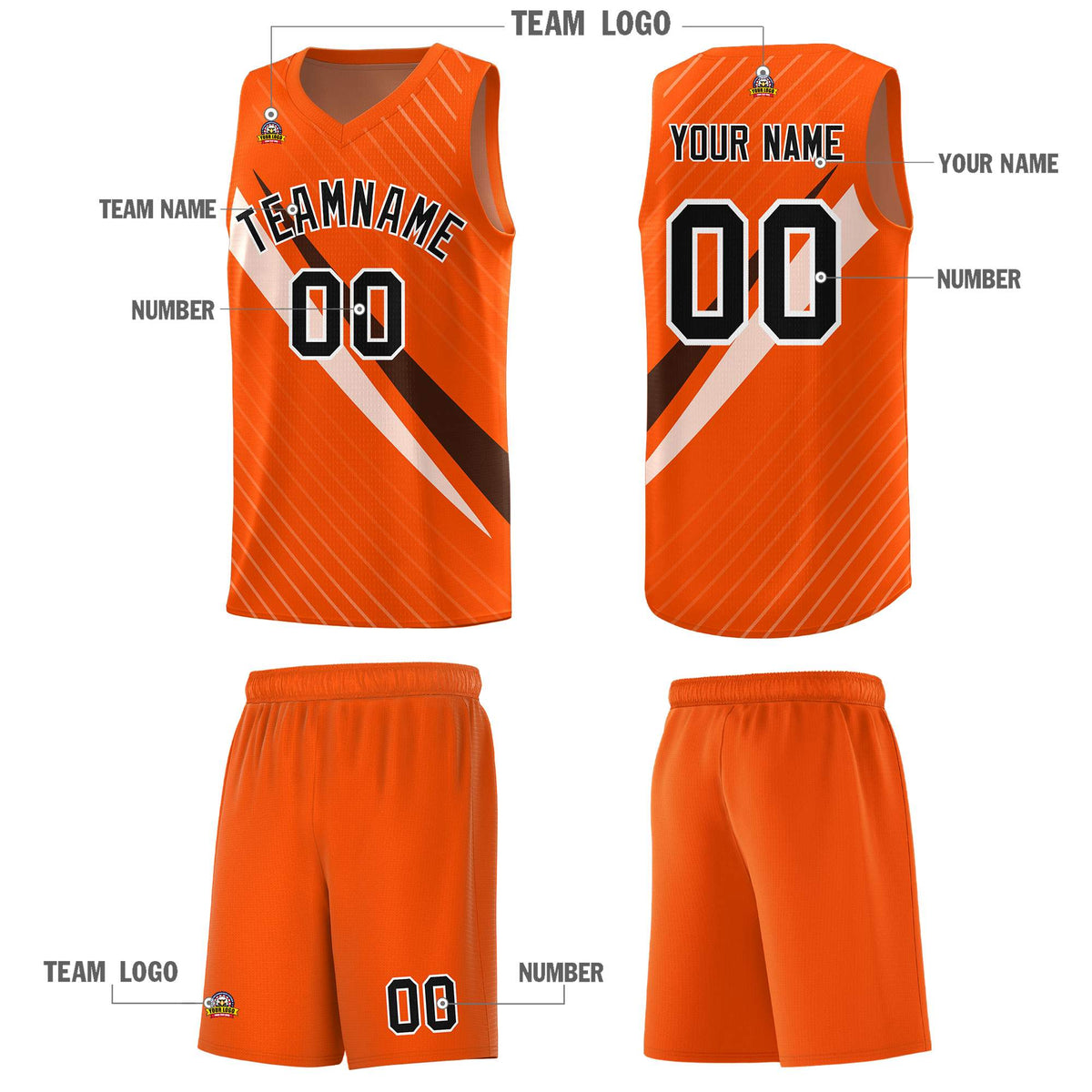 Custom Orange Diagonal Pinstripe Pattern Color Block Sports Uniform Basketball Jersey|KXKSHOP