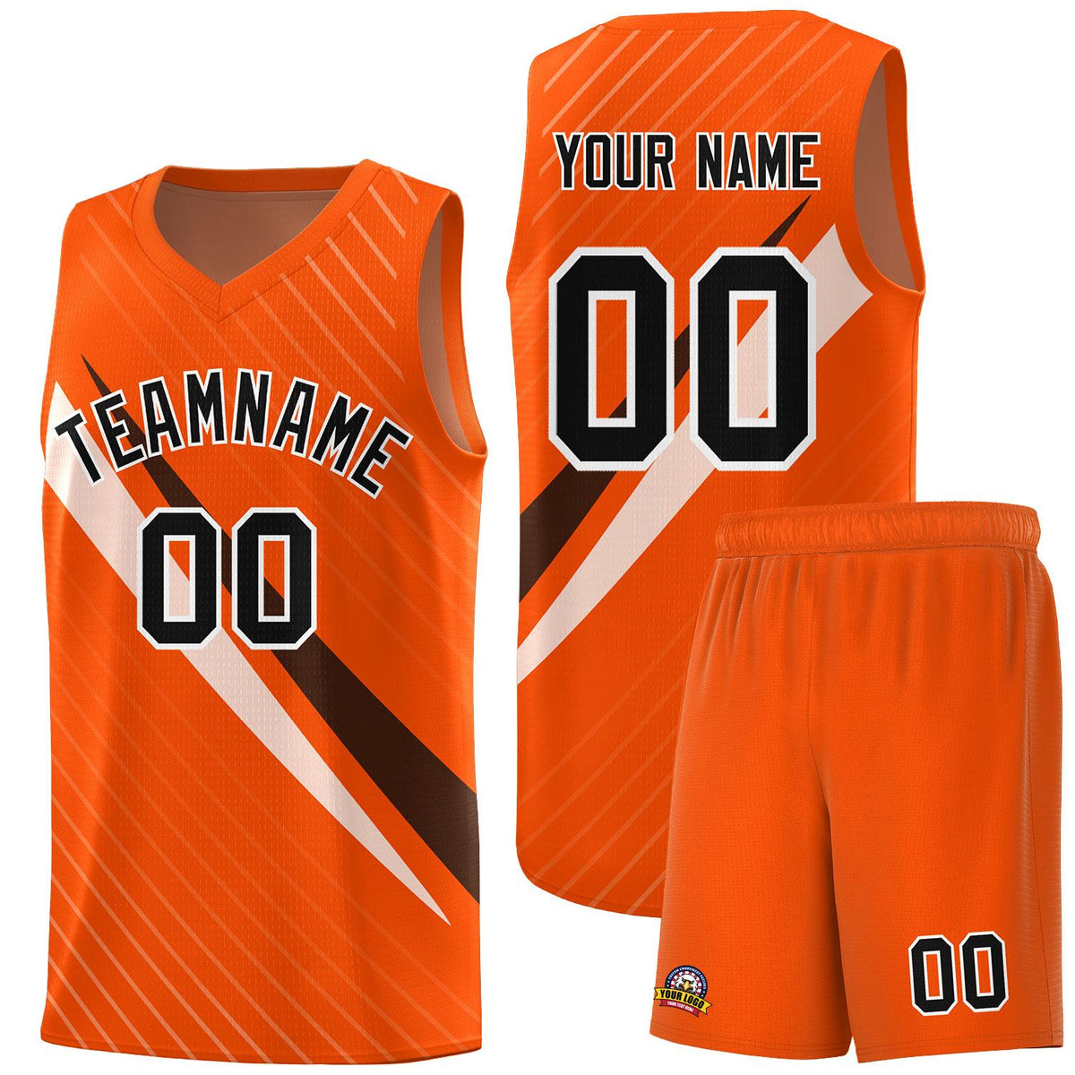 Custom Orange Diagonal Pinstripe Pattern Color Block Sports Uniform Basketball Jersey|KXKSHOP