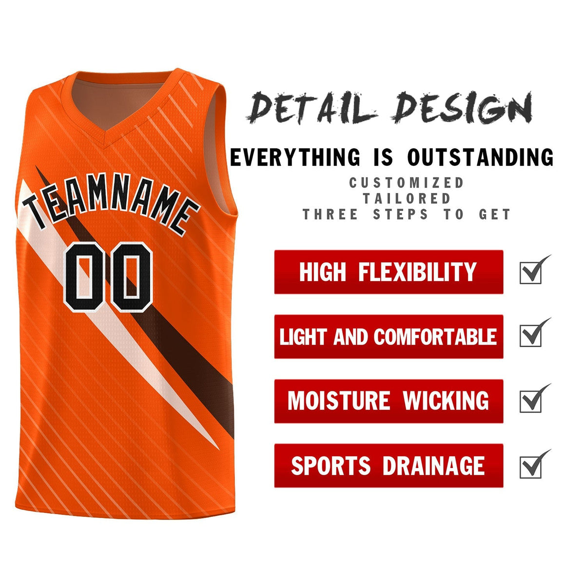 Custom Orange Diagonal Pinstripe Pattern Color Block Sports Uniform Basketball Jersey|KXKSHOP