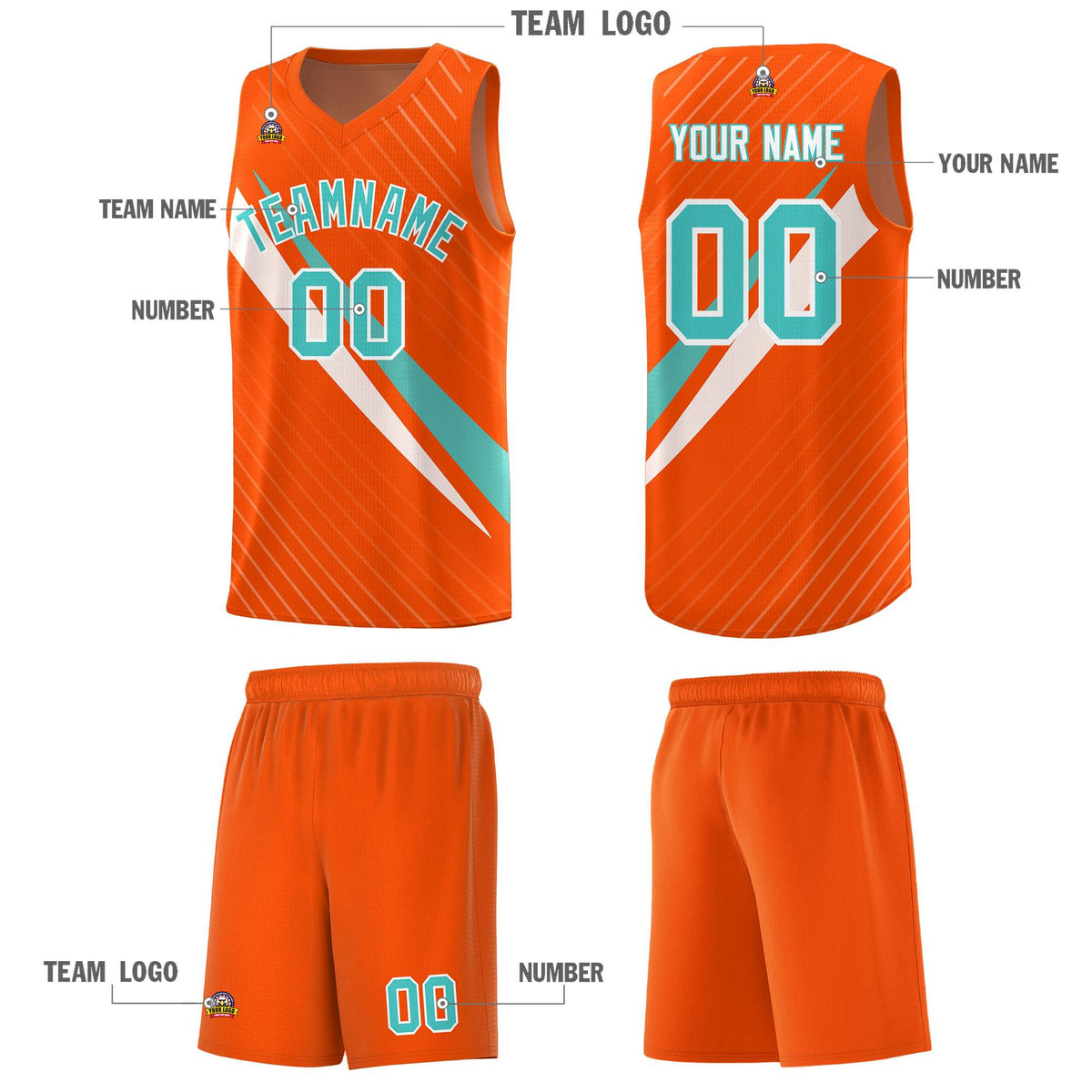Custom Orange Diagonal Pinstripe Pattern Color Block Sports Uniform Basketball Jersey|KXKSHOP