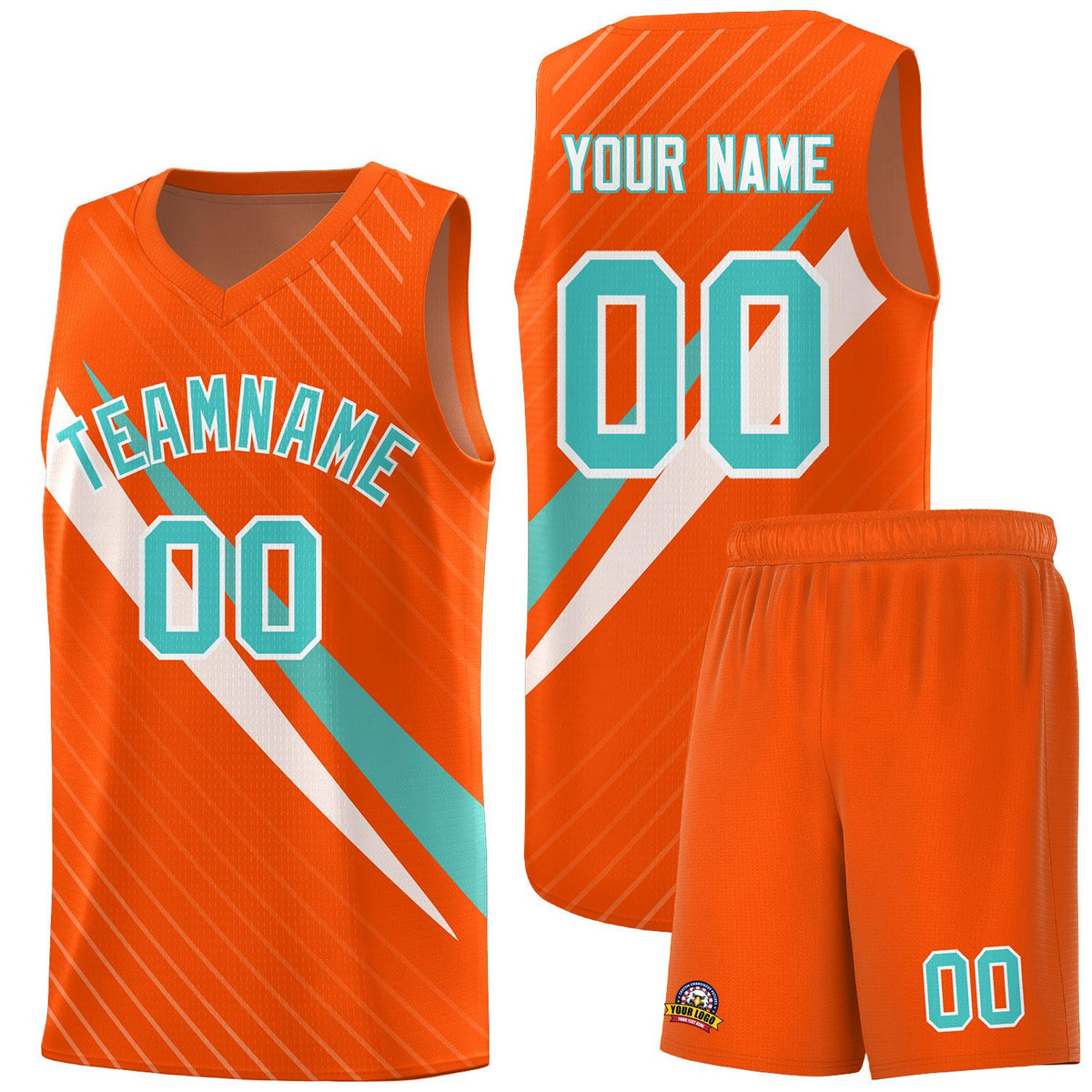 Custom Orange Diagonal Pinstripe Pattern Color Block Sports Uniform Basketball Jersey|KXKSHOP