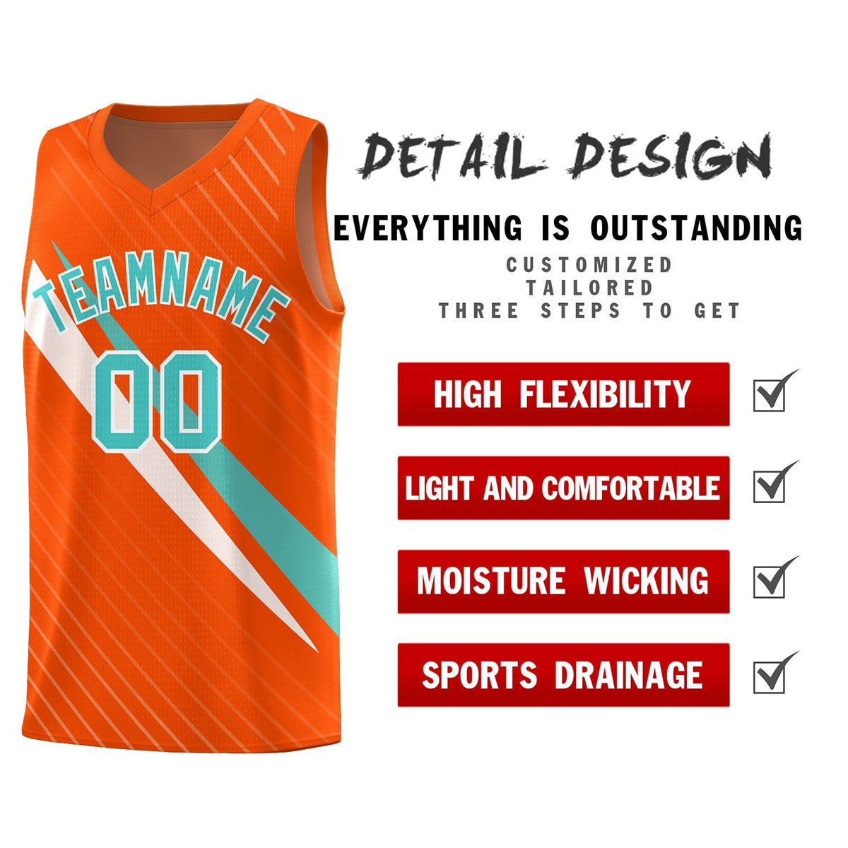 Custom Orange Diagonal Pinstripe Pattern Color Block Sports Uniform Basketball Jersey|KXKSHOP
