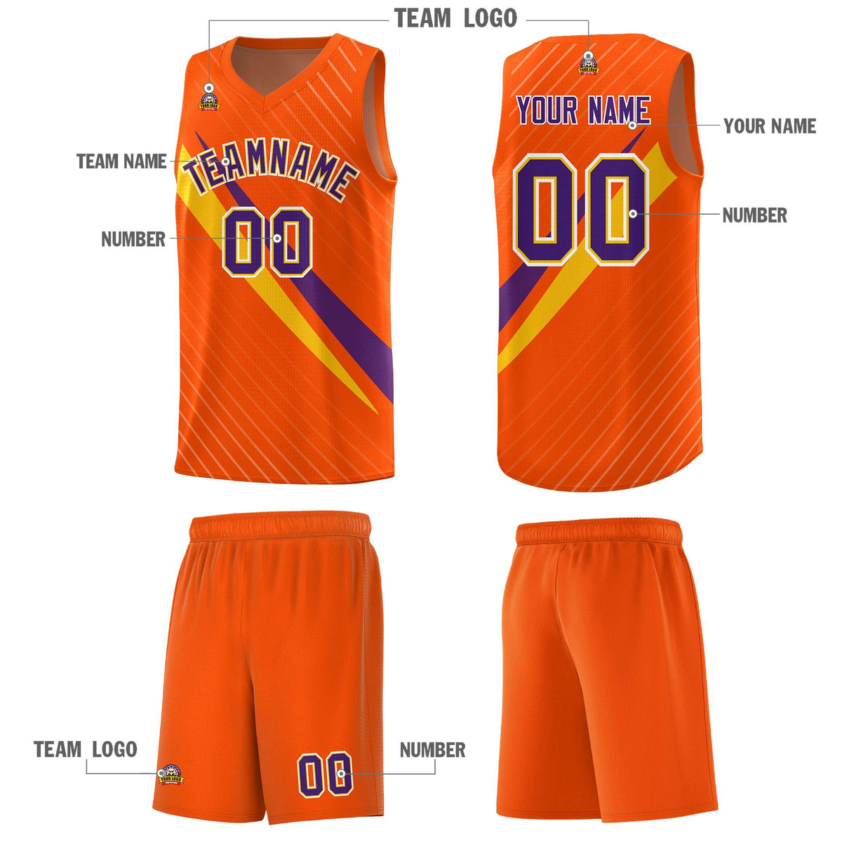 Custom Orange Diagonal Pinstripe Pattern Color Block Sports Uniform Basketball Jersey|KXKSHOP