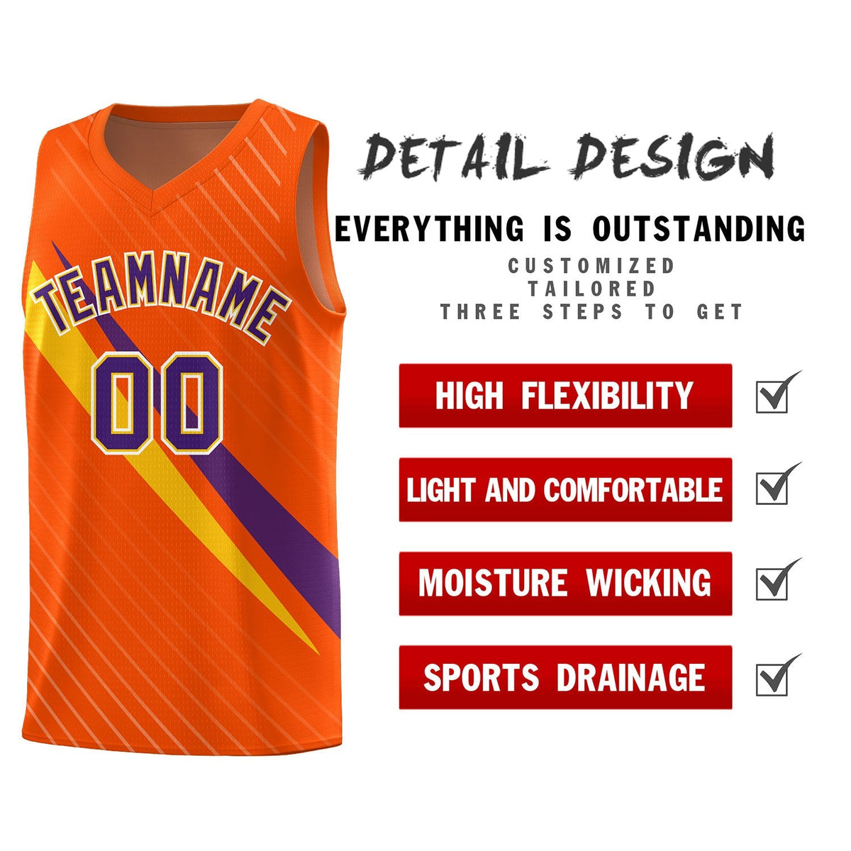 Custom Orange Diagonal Pinstripe Pattern Color Block Sports Uniform Basketball Jersey|KXKSHOP