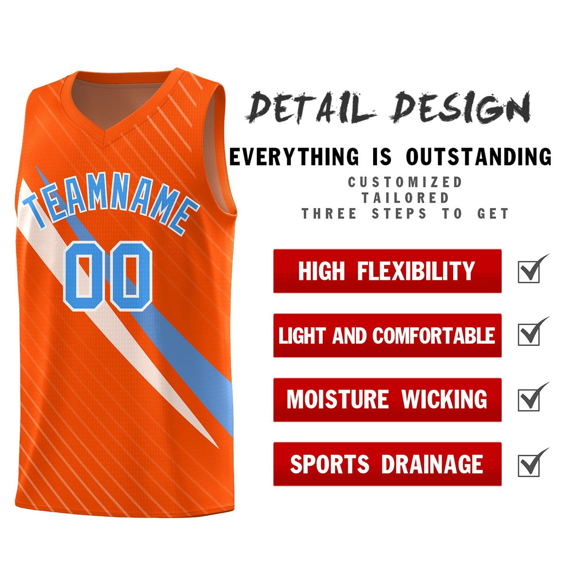 Custom Orange Diagonal Pinstripe Pattern Color Block Sports Uniform Basketball Jersey|KXKSHOP