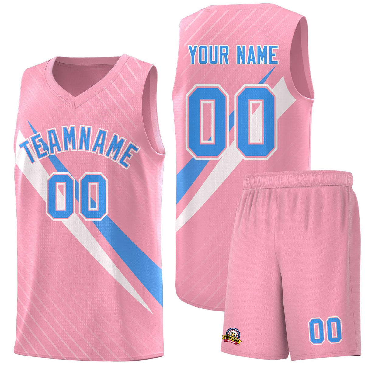 Custom Light Pink Diagonal Pinstripe Pattern Color Block Sports Uniform Basketball Jersey|KXKSHOP