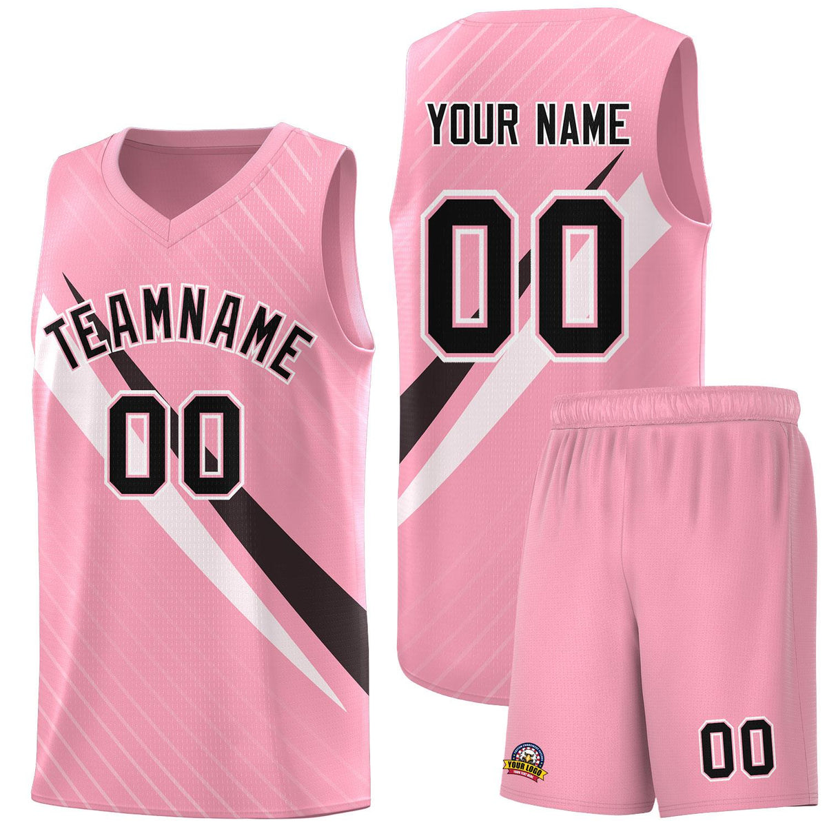 Custom Light Pink Diagonal Pinstripe Pattern Color Block Sports Uniform Basketball Jersey|KXKSHOP