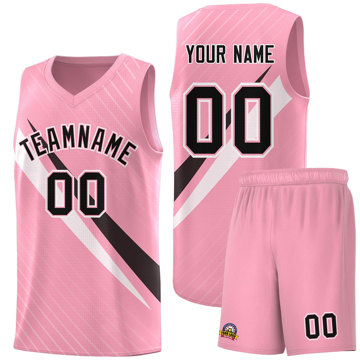 Custom Light Pink Diagonal Pinstripe Pattern Color Block Sports Uniform Basketball Jersey|KXKSHOP