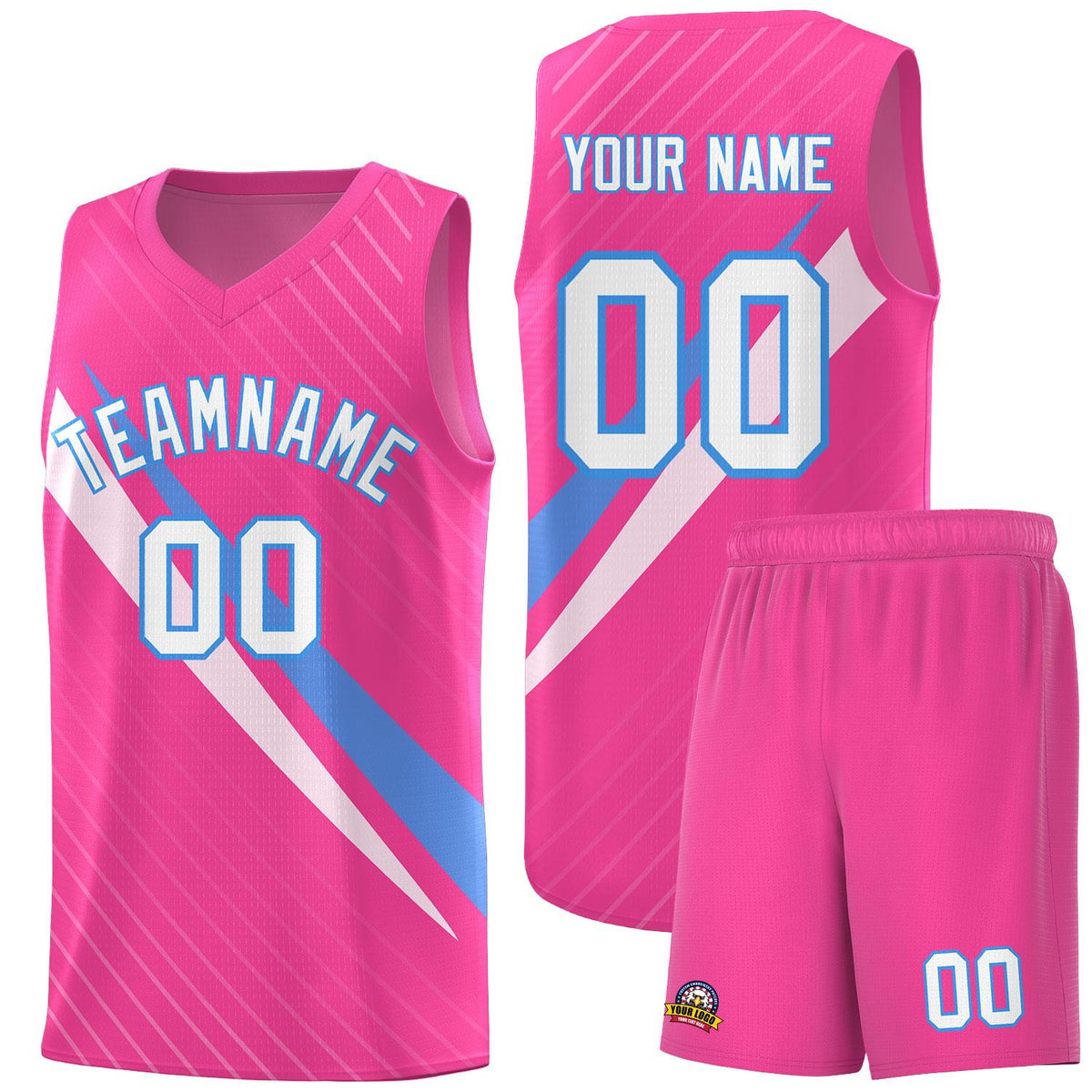 Custom Pink Diagonal Pinstripe Pattern Color Block Sports Uniform Basketball Jersey|KXKSHOP