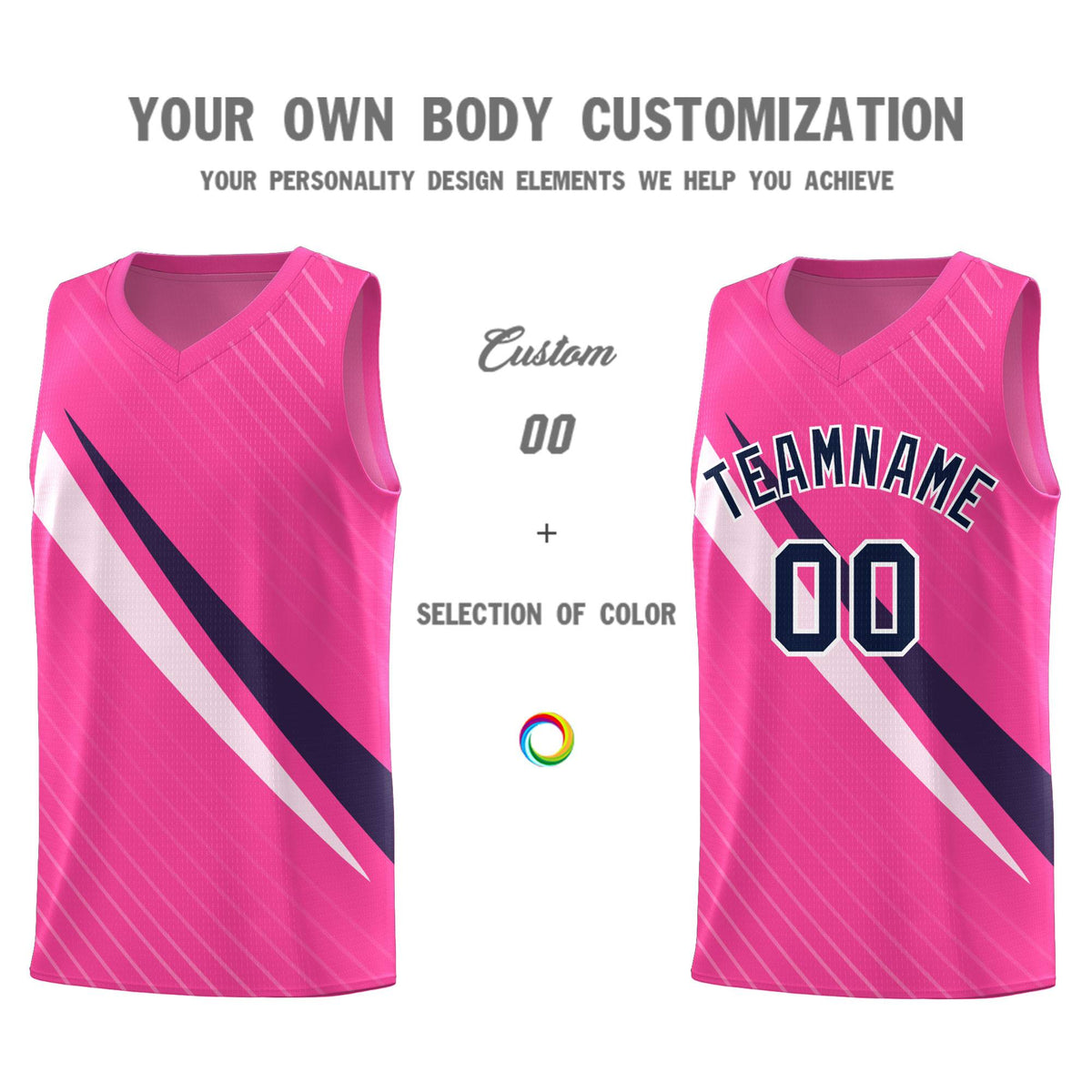 Custom Pink Diagonal Pinstripe Pattern Color Block Sports Uniform Basketball Jersey|KXKSHOP