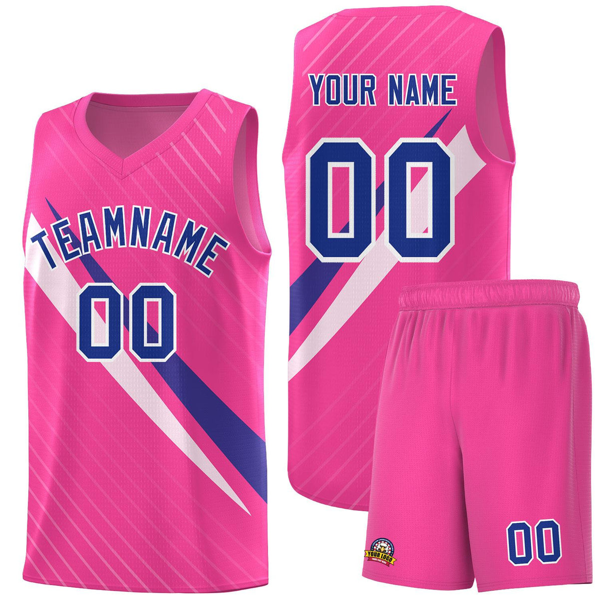 Custom Pink Diagonal Pinstripe Pattern Color Block Sports Uniform Basketball Jersey|KXKSHOP