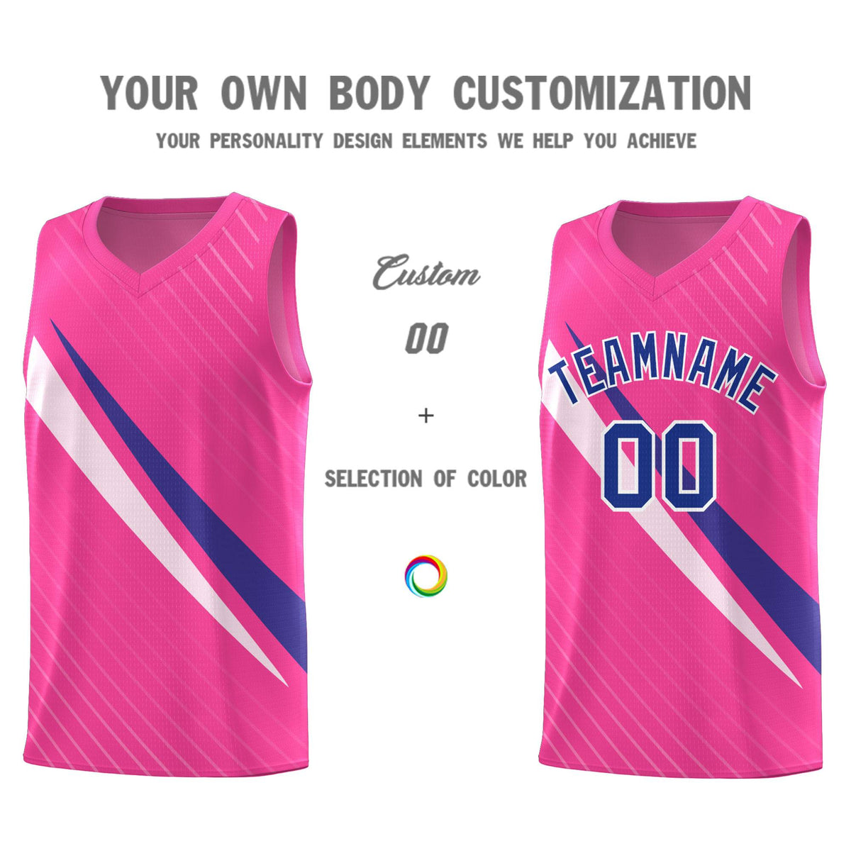 Custom Pink Diagonal Pinstripe Pattern Color Block Sports Uniform Basketball Jersey|KXKSHOP