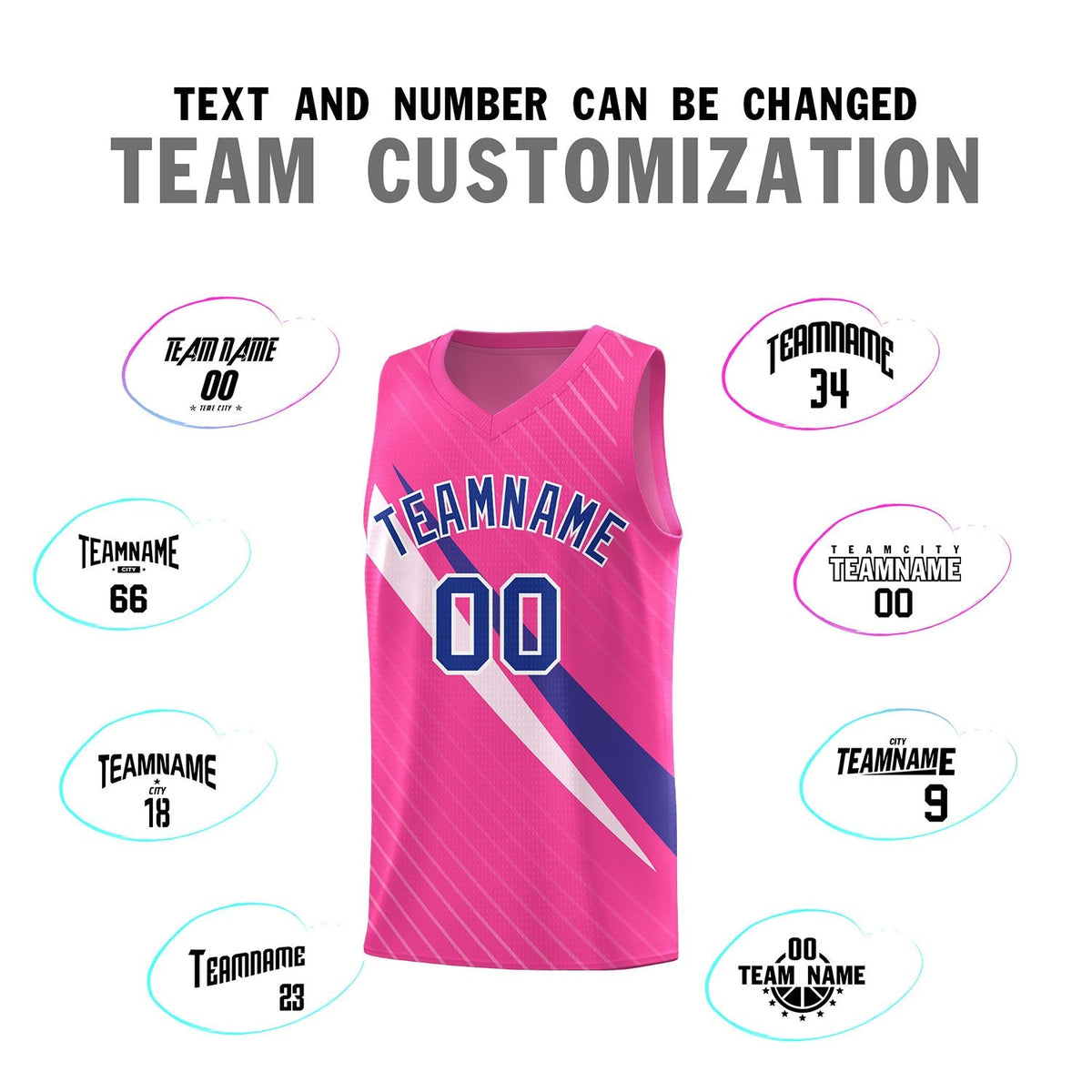 Custom Pink Diagonal Pinstripe Pattern Color Block Sports Uniform Basketball Jersey|KXKSHOP