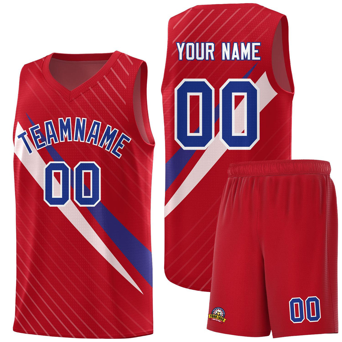 Custom Red Diagonal Pinstripe Pattern Color Block Sports Uniform Basketball Jersey|KXKSHOP