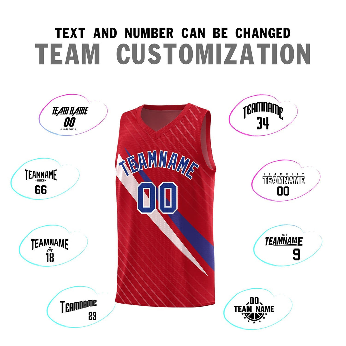 Custom Red Diagonal Pinstripe Pattern Color Block Sports Uniform Basketball Jersey|KXKSHOP