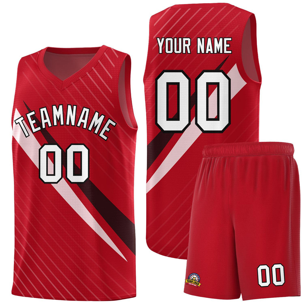 Custom Red Diagonal Pinstripe Pattern Color Block Sports Uniform Basketball Jersey|KXKSHOP
