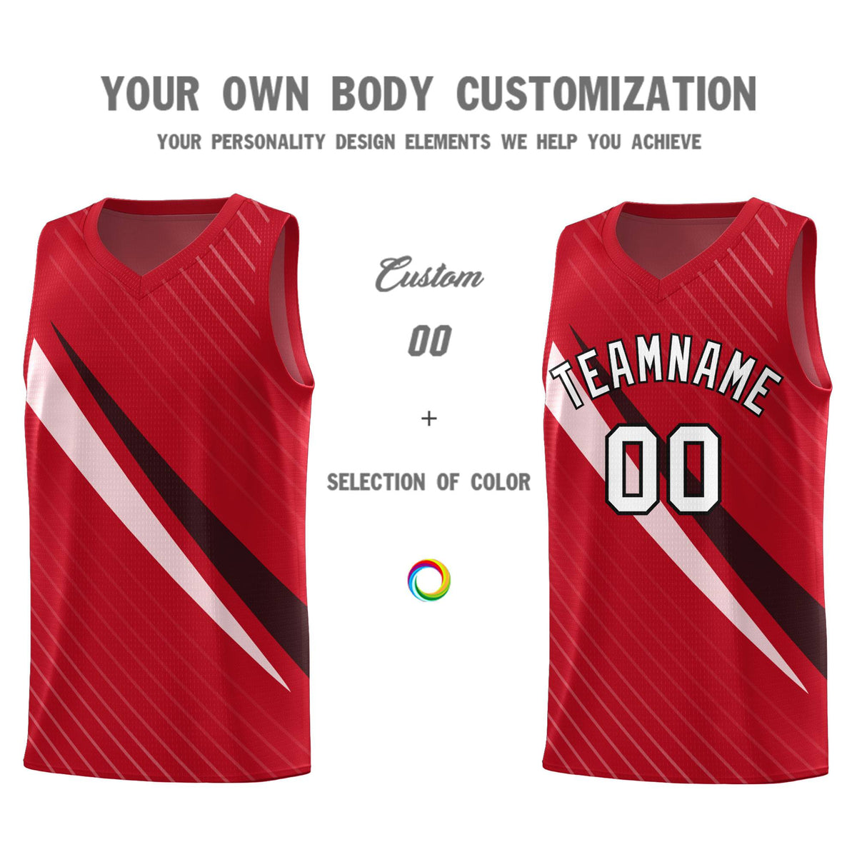 Custom Red Diagonal Pinstripe Pattern Color Block Sports Uniform Basketball Jersey|KXKSHOP