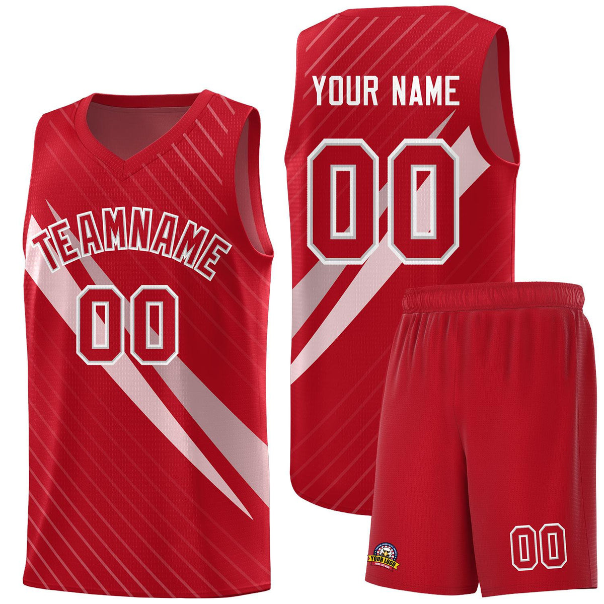 Custom Red Diagonal Pinstripe Pattern Color Block Sports Uniform Basketball Jersey|KXKSHOP