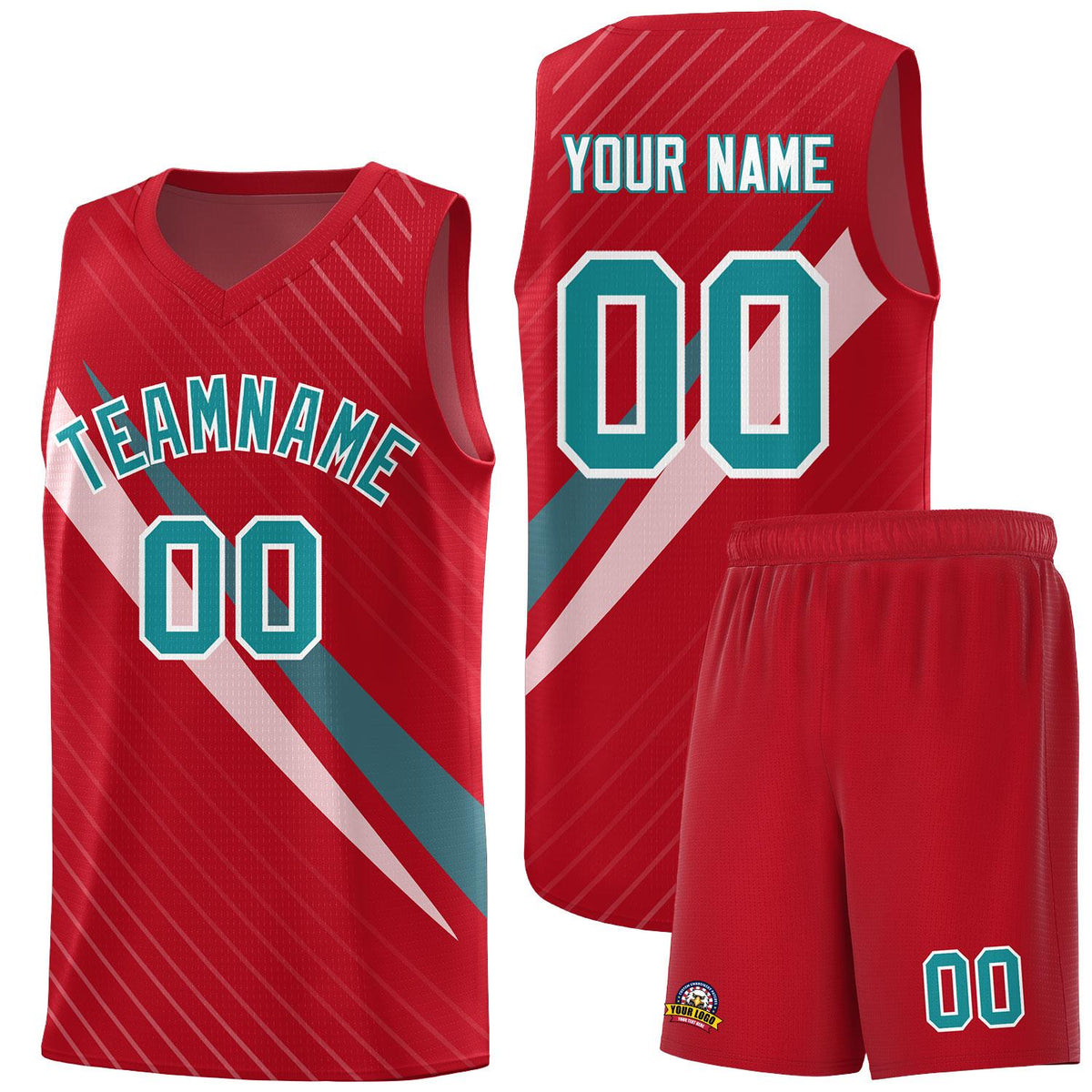 Custom Red Diagonal Pinstripe Pattern Color Block Sports Uniform Basketball Jersey|KXKSHOP