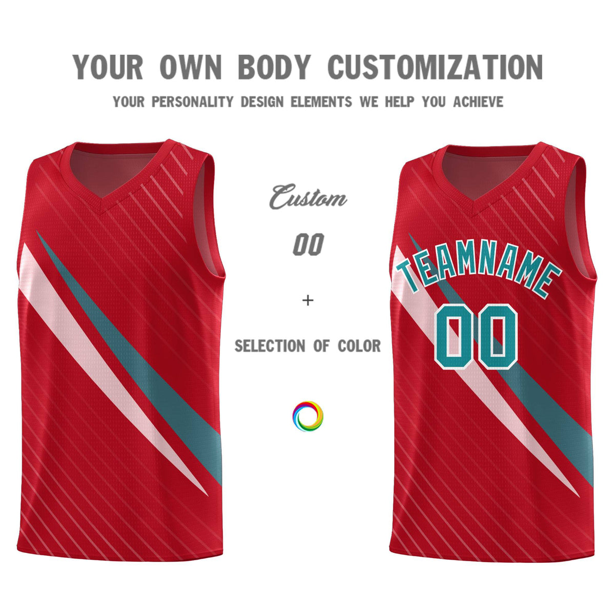 Custom Red Diagonal Pinstripe Pattern Color Block Sports Uniform Basketball Jersey|KXKSHOP