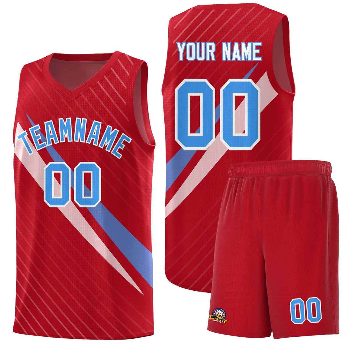 Custom Red Diagonal Pinstripe Pattern Color Block Sports Uniform Basketball Jersey|KXKSHOP