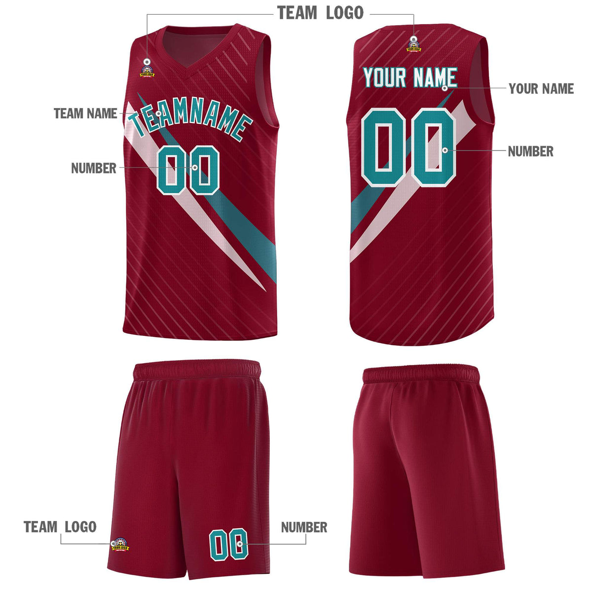 Custom Crimson Diagonal Pinstripe Pattern Color Block Sports Uniform Basketball Jersey|KXKSHOP