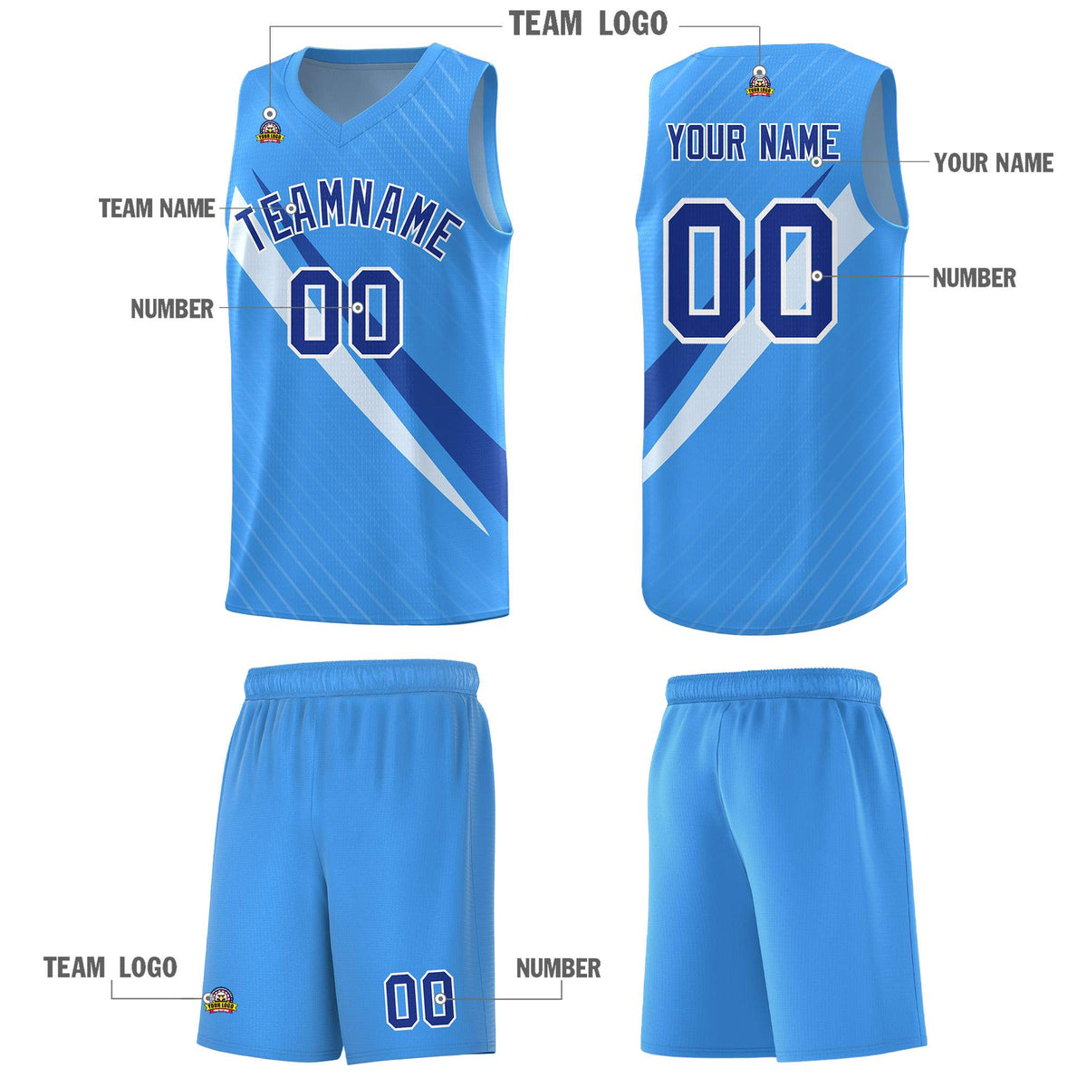 Custom Light Blue Diagonal Pinstripe Pattern Color Block Sports Uniform Basketball Jersey|KXKSHOP