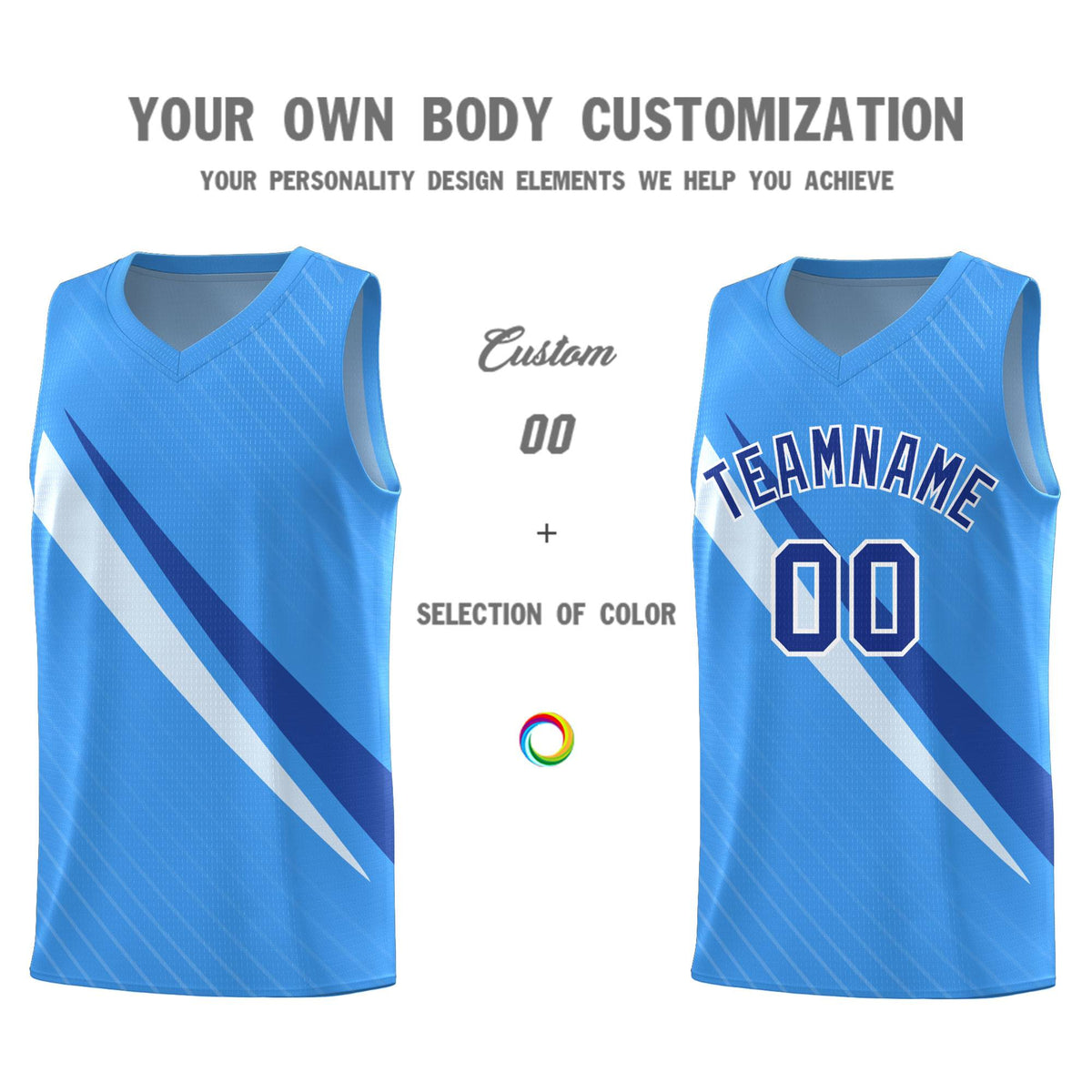 Custom Light Blue Diagonal Pinstripe Pattern Color Block Sports Uniform Basketball Jersey|KXKSHOP