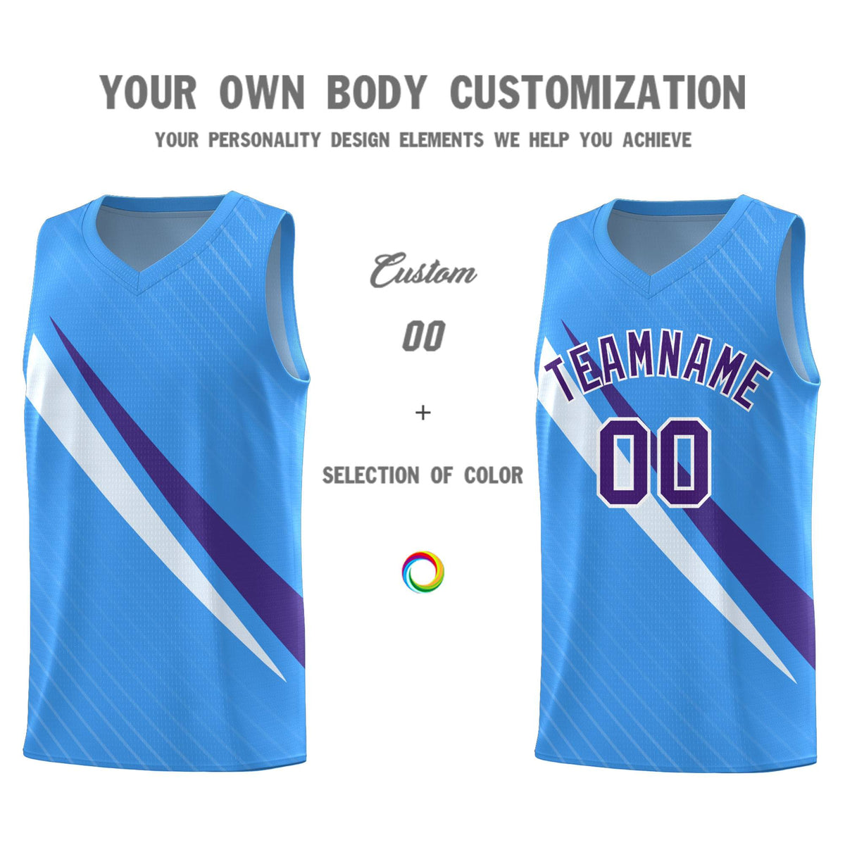 Custom Light Blue Diagonal Pinstripe Pattern Color Block Sports Uniform Basketball Jersey|KXKSHOP