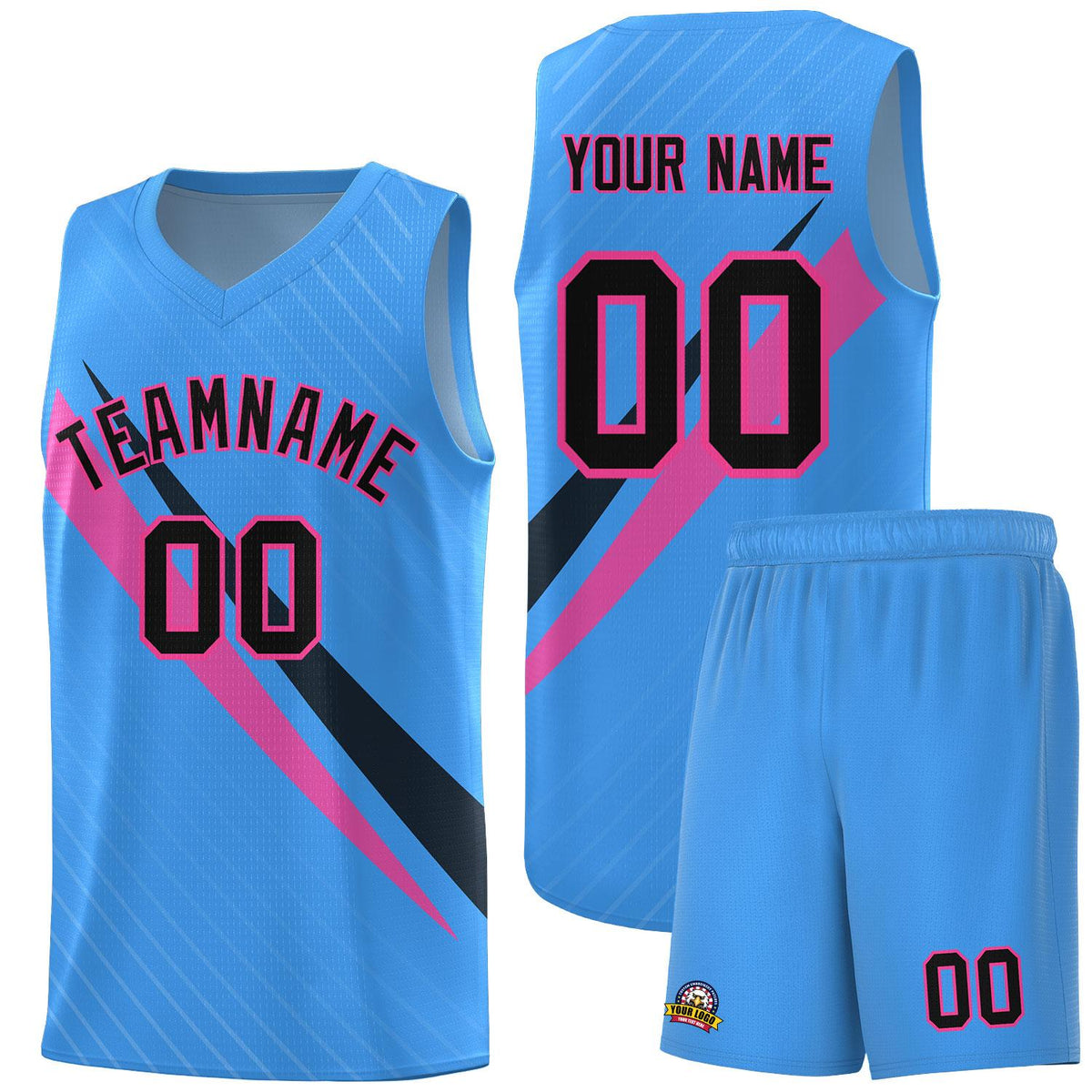 Custom Light Blue Diagonal Pinstripe Pattern Color Block Sports Uniform Basketball Jersey|KXKSHOP