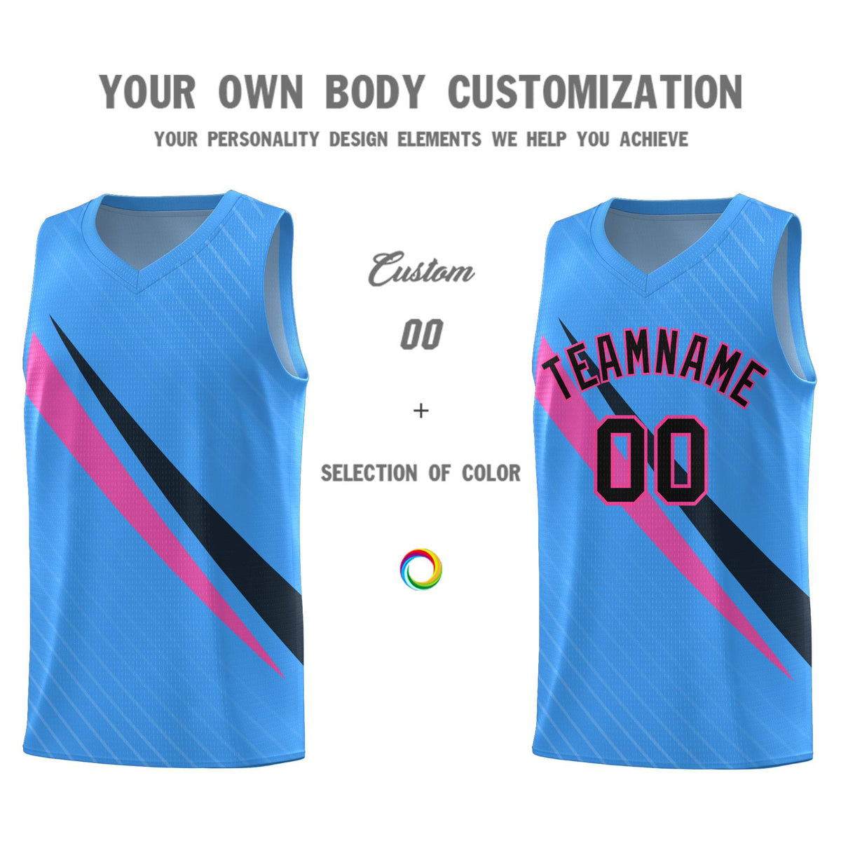 Custom Light Blue Diagonal Pinstripe Pattern Color Block Sports Uniform Basketball Jersey|KXKSHOP