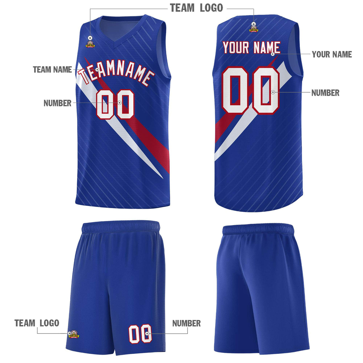 Custom Royal Diagonal Pinstripe Pattern Color Block Sports Uniform Basketball Jersey|KXKSHOP