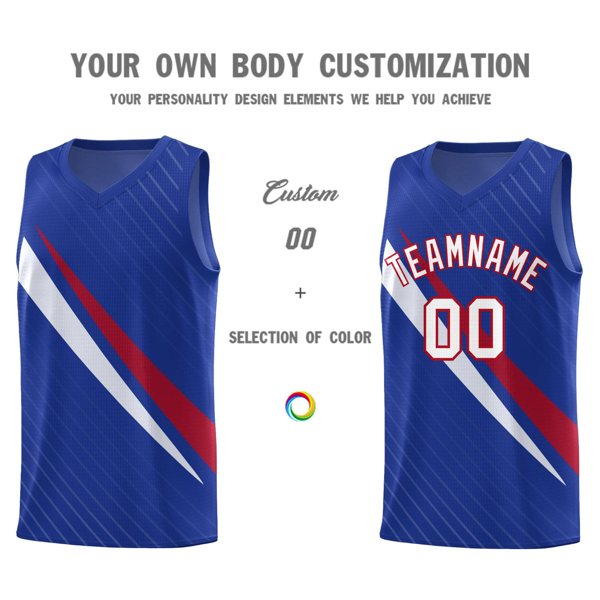 Custom Royal Diagonal Pinstripe Pattern Color Block Sports Uniform Basketball Jersey|KXKSHOP