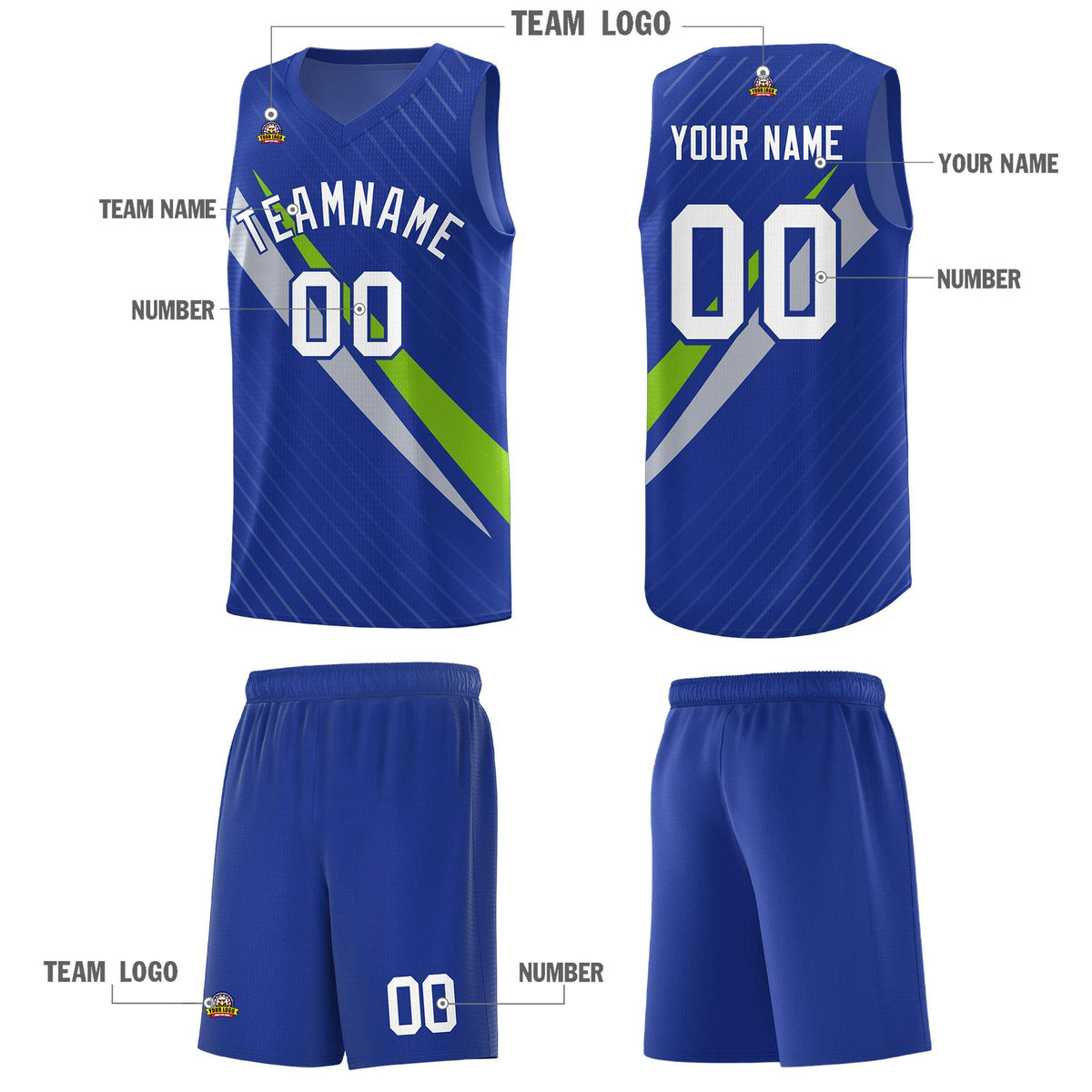 Custom Royal Diagonal Pinstripe Pattern Color Block Sports Uniform Basketball Jersey|KXKSHOP