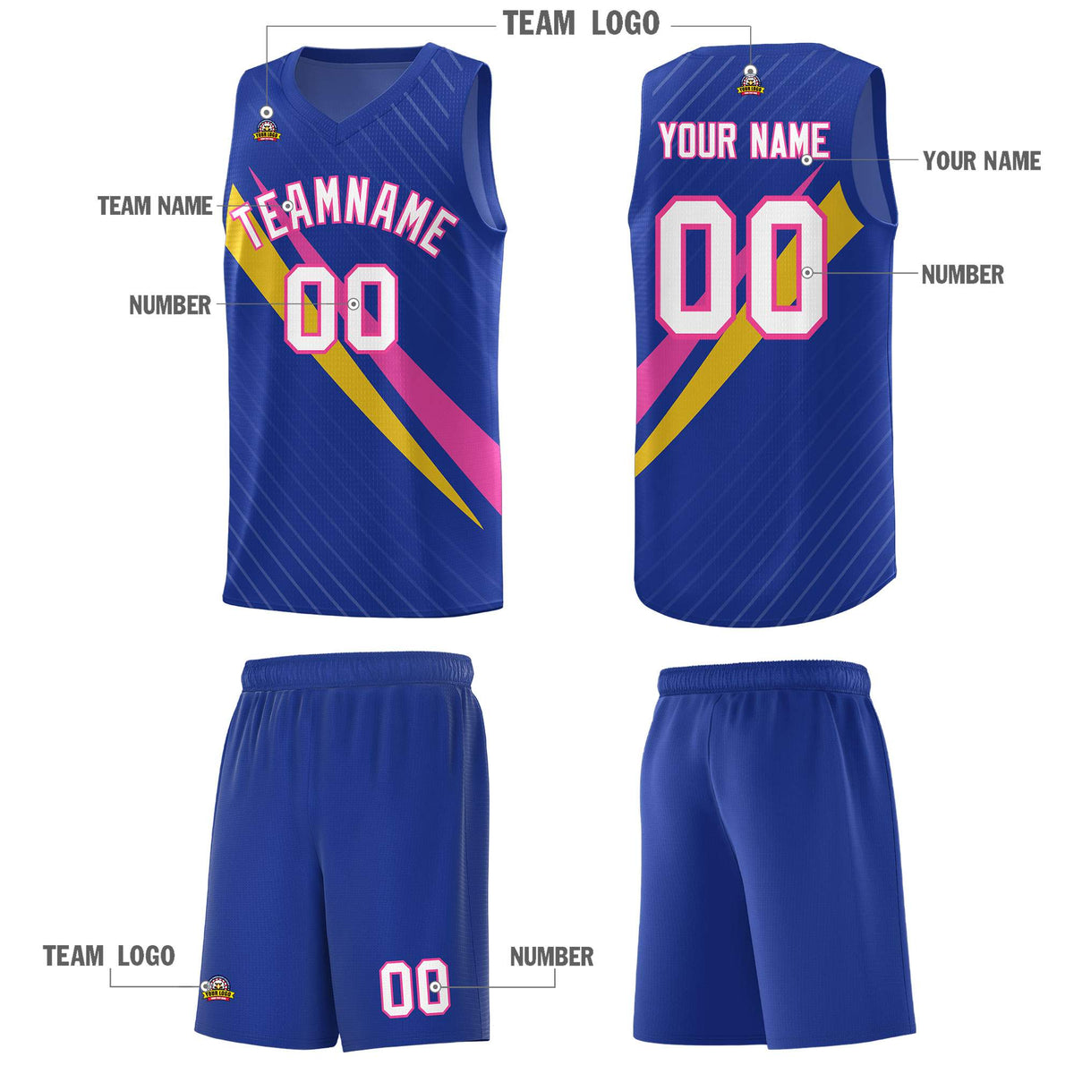 Custom Royal Diagonal Pinstripe Pattern Color Block Sports Uniform Basketball Jersey|KXKSHOP