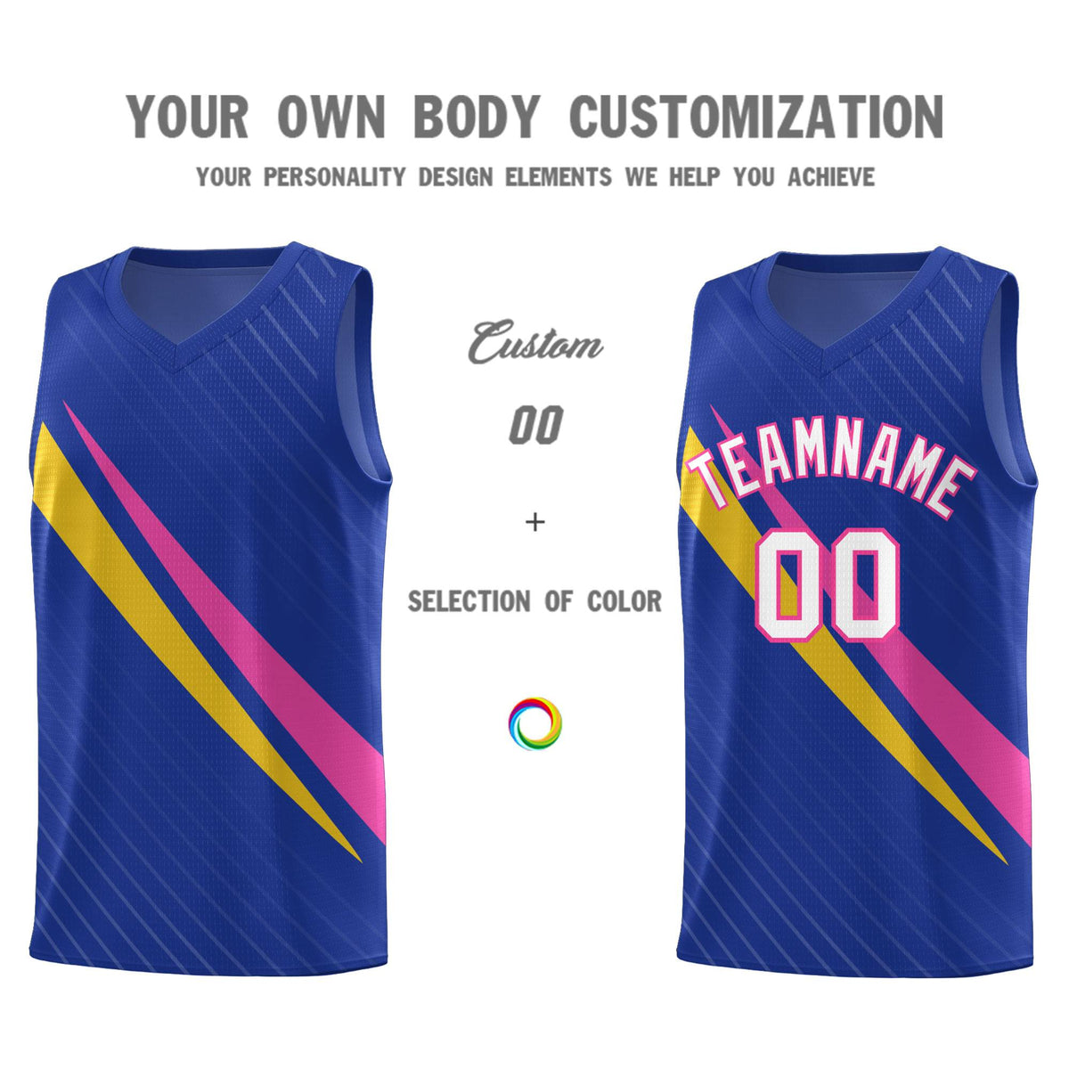 Custom Royal Diagonal Pinstripe Pattern Color Block Sports Uniform Basketball Jersey|KXKSHOP