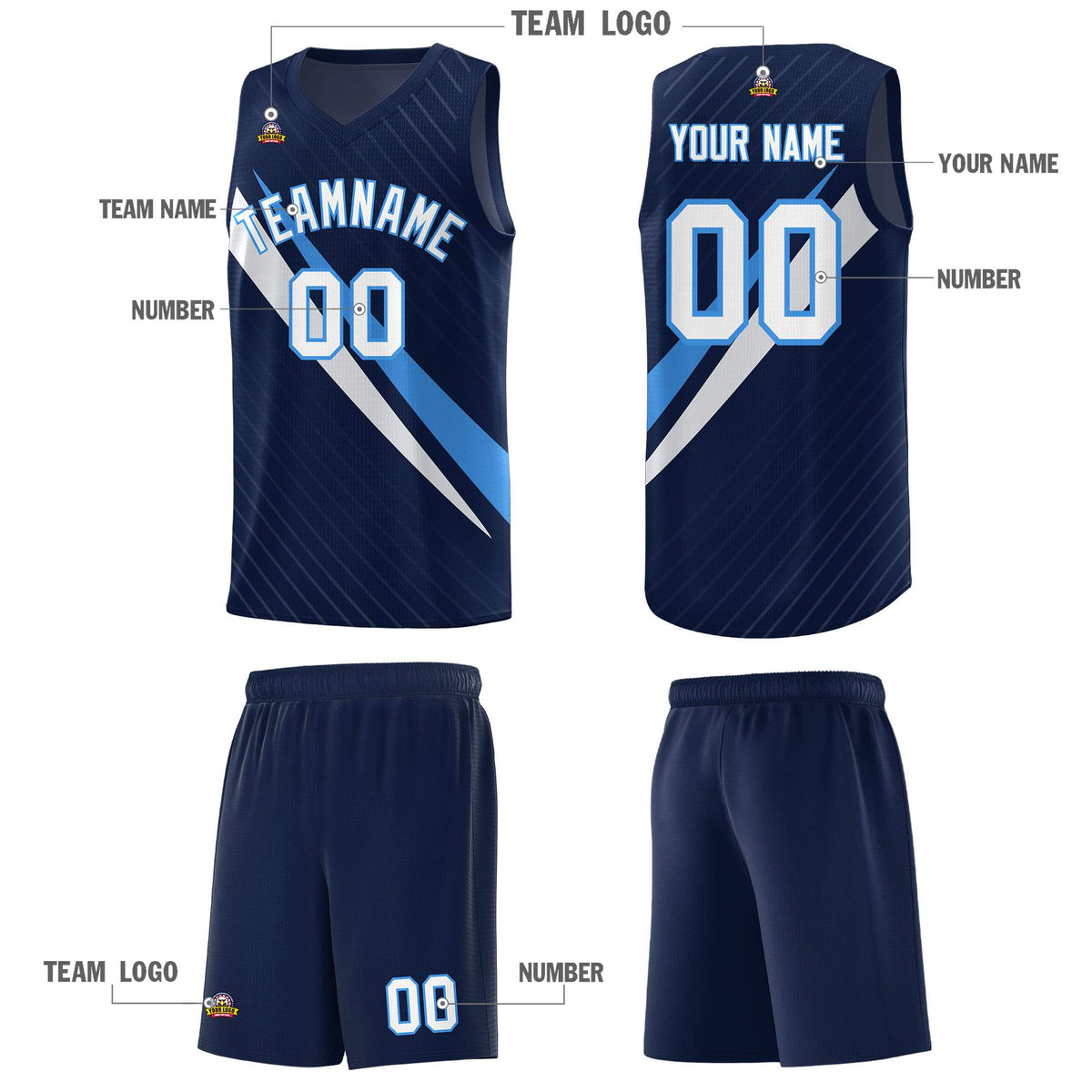 Custom Navy Diagonal Pinstripe Pattern Color Block Sports Uniform Basketball Jersey|KXKSHOP