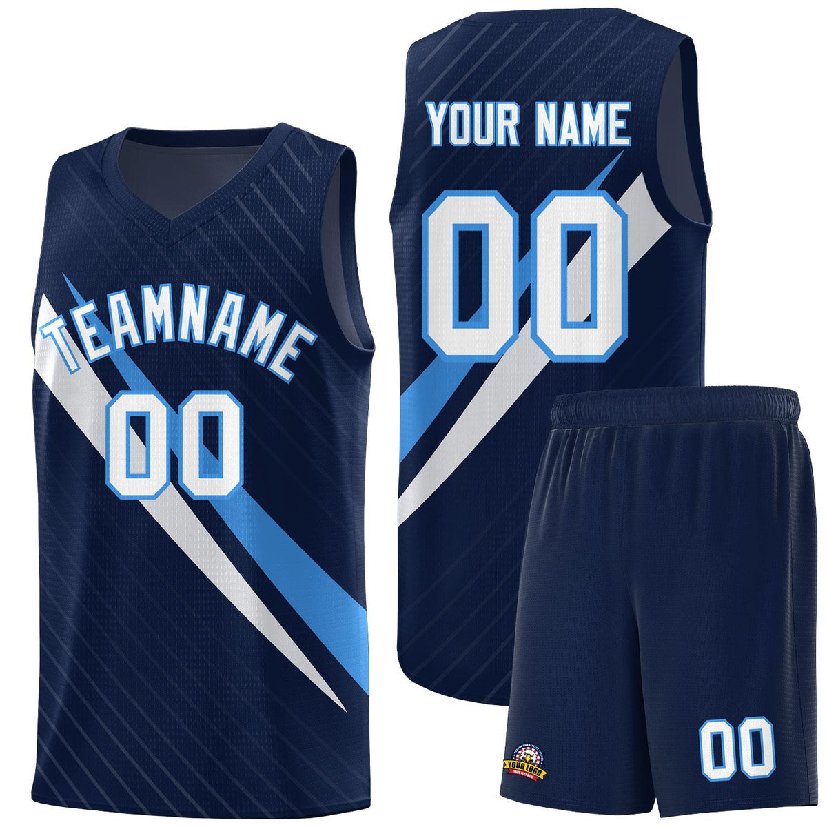 Custom Navy Diagonal Pinstripe Pattern Color Block Sports Uniform Basketball Jersey|KXKSHOP