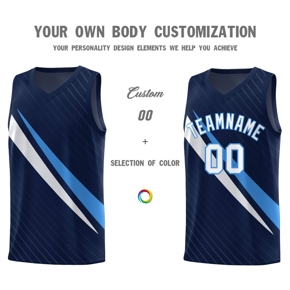Custom Navy Diagonal Pinstripe Pattern Color Block Sports Uniform Basketball Jersey|KXKSHOP