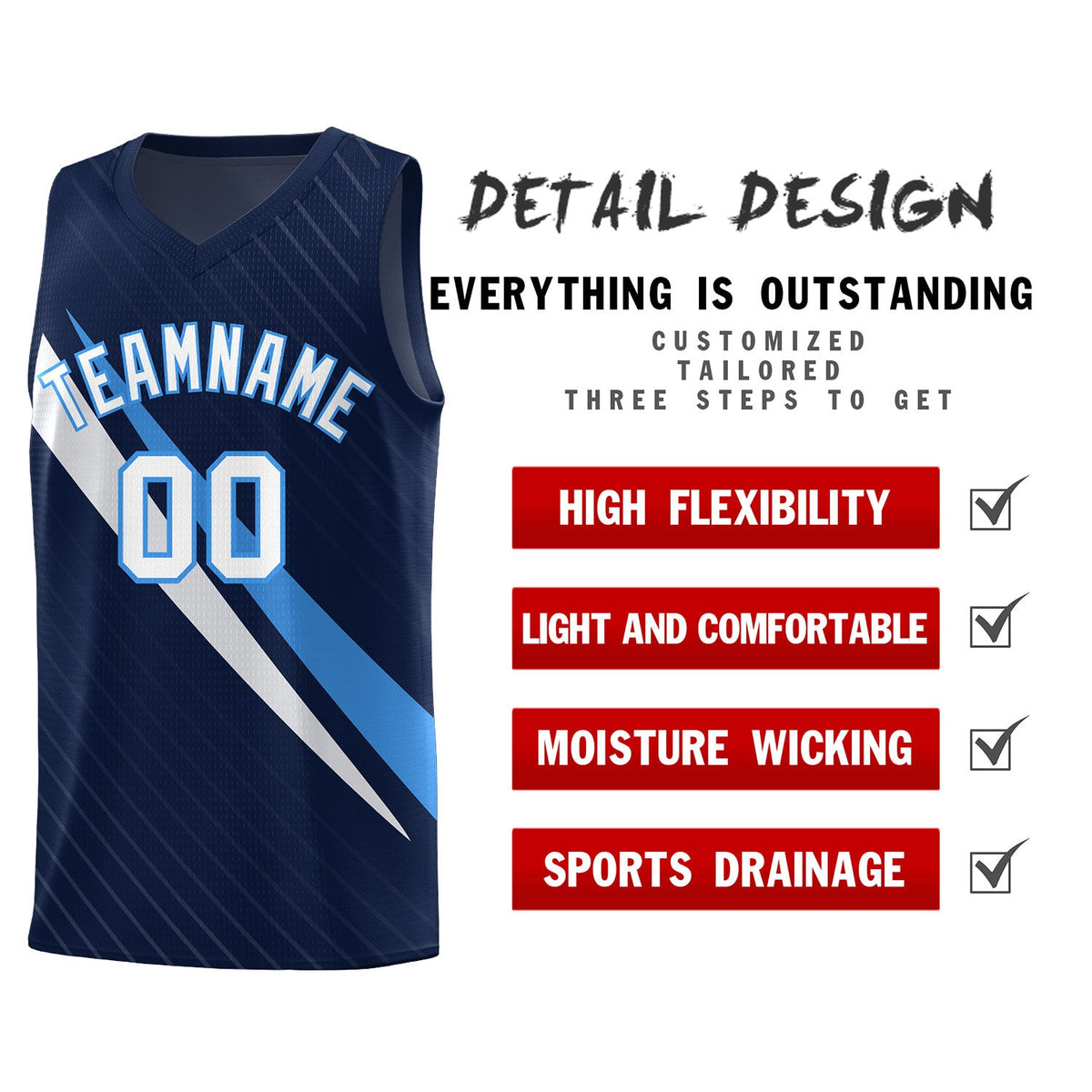 Custom Navy Diagonal Pinstripe Pattern Color Block Sports Uniform Basketball Jersey|KXKSHOP