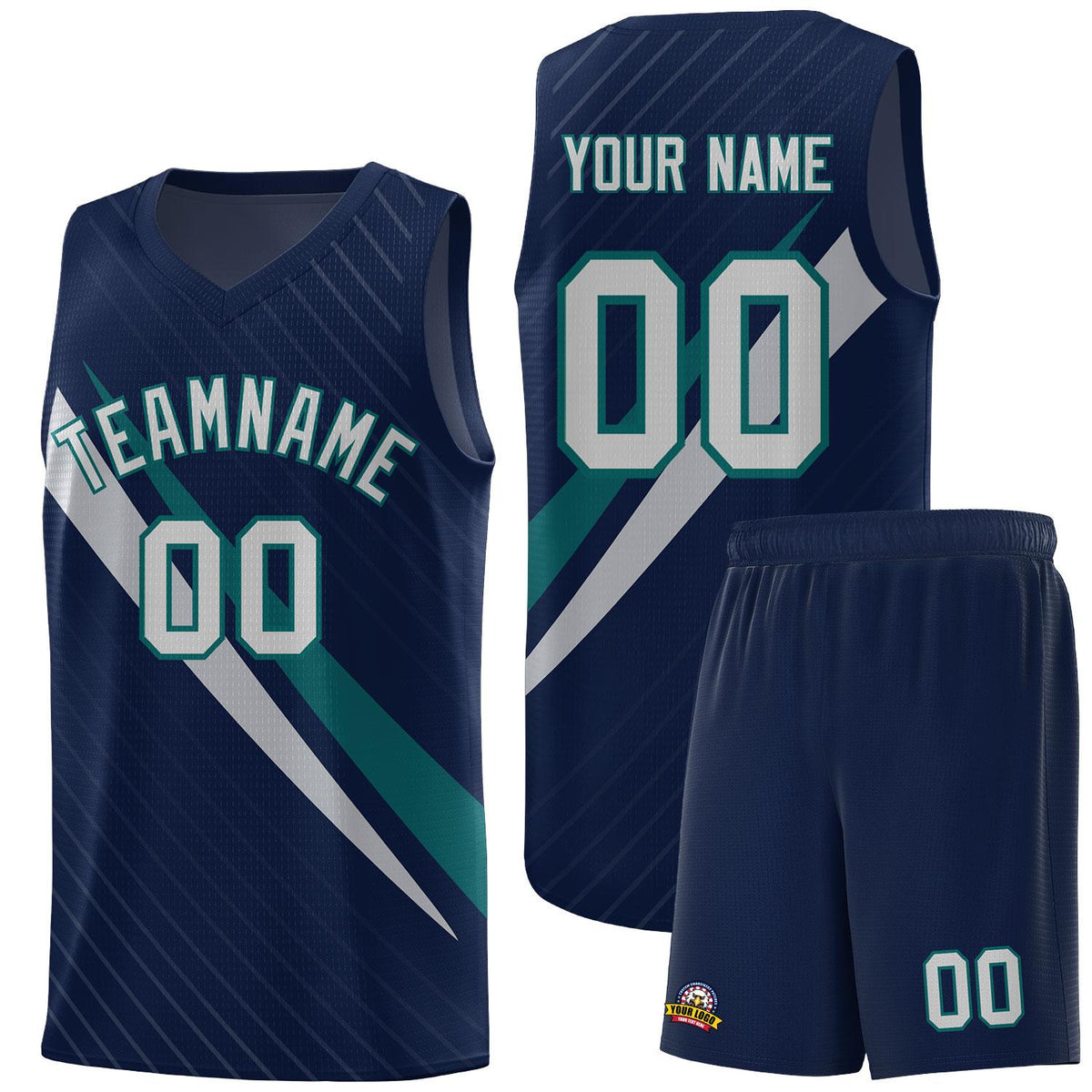 Custom Navy Diagonal Pinstripe Pattern Color Block Sports Uniform Basketball Jersey|KXKSHOP