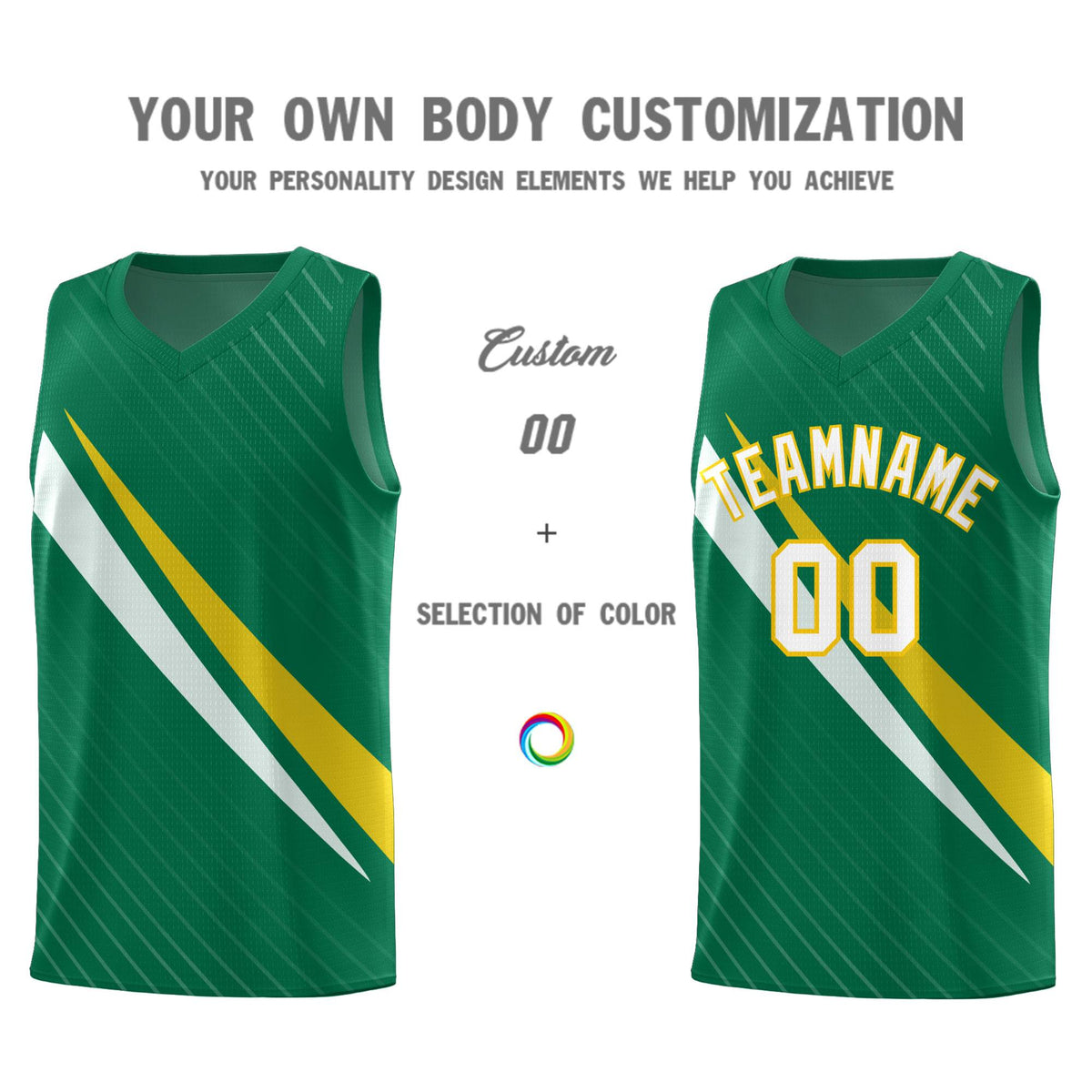 Custom Kelly Green Diagonal Pinstripe Pattern Color Block Sports Uniform Basketball Jersey|KXKSHOP