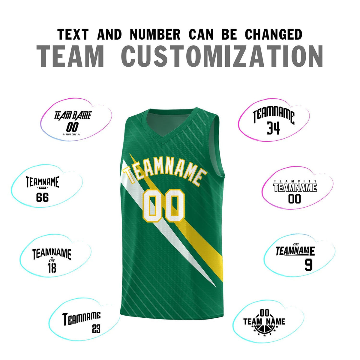 Custom Kelly Green Diagonal Pinstripe Pattern Color Block Sports Uniform Basketball Jersey|KXKSHOP