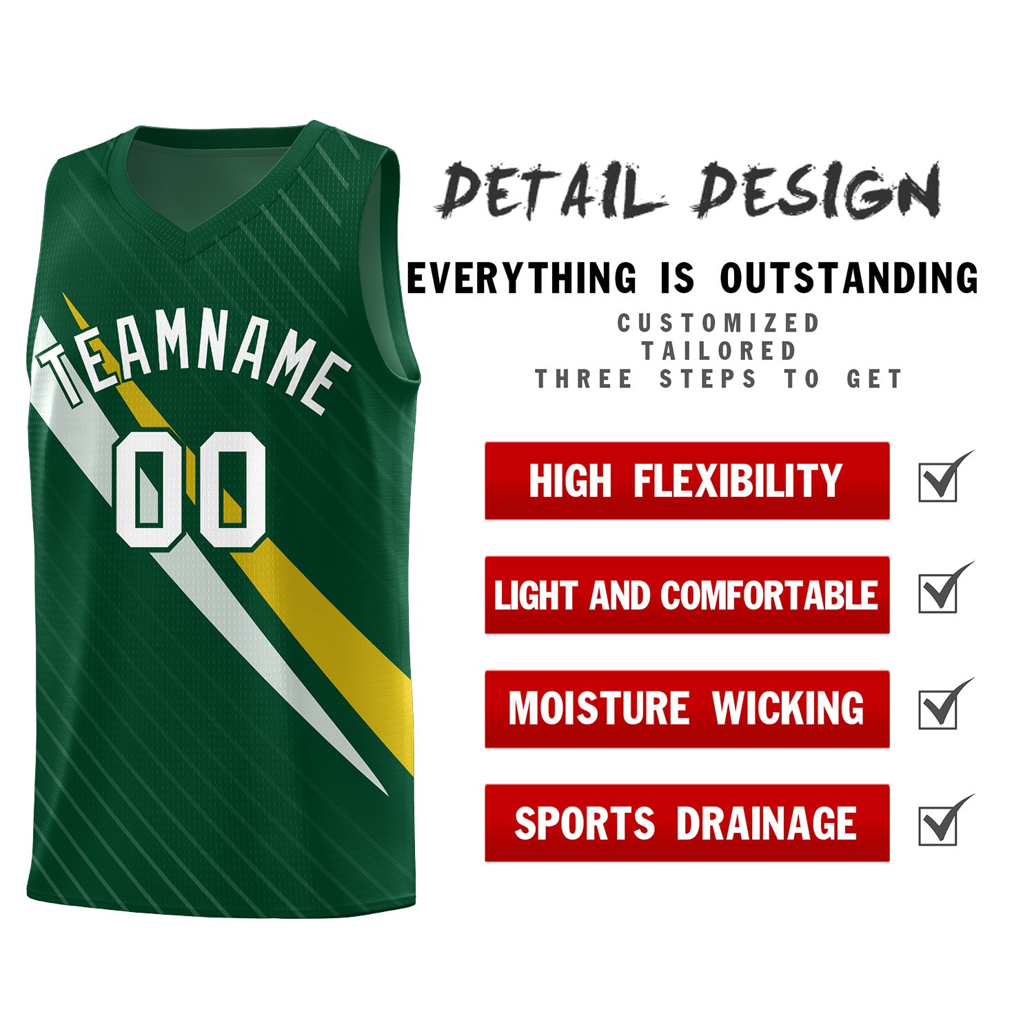 Custom Hunter Green Diagonal Pinstripe Pattern Color Block Sports Uniform Basketball Jersey|KXKSHOP