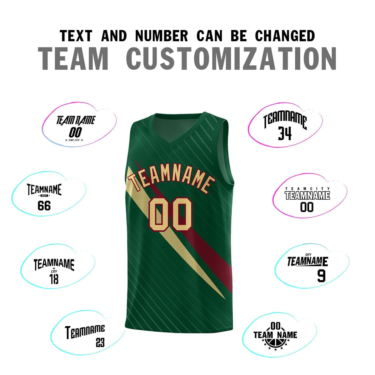 Custom Hunter Green Diagonal Pinstripe Pattern Color Block Sports Uniform Basketball Jersey|KXKSHOP